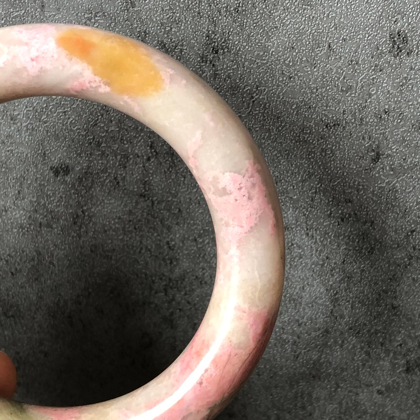 56mm Natural Rhodonite Stone Bangle Bracelet | Tinker Bell | Milky Pink & Green | Real Crystal Gemstone Bangle | Healing Stone Gift for her | Rock Bangle | Vintage Style Bangle | Baby Pink Bracelet | Antique Bangle