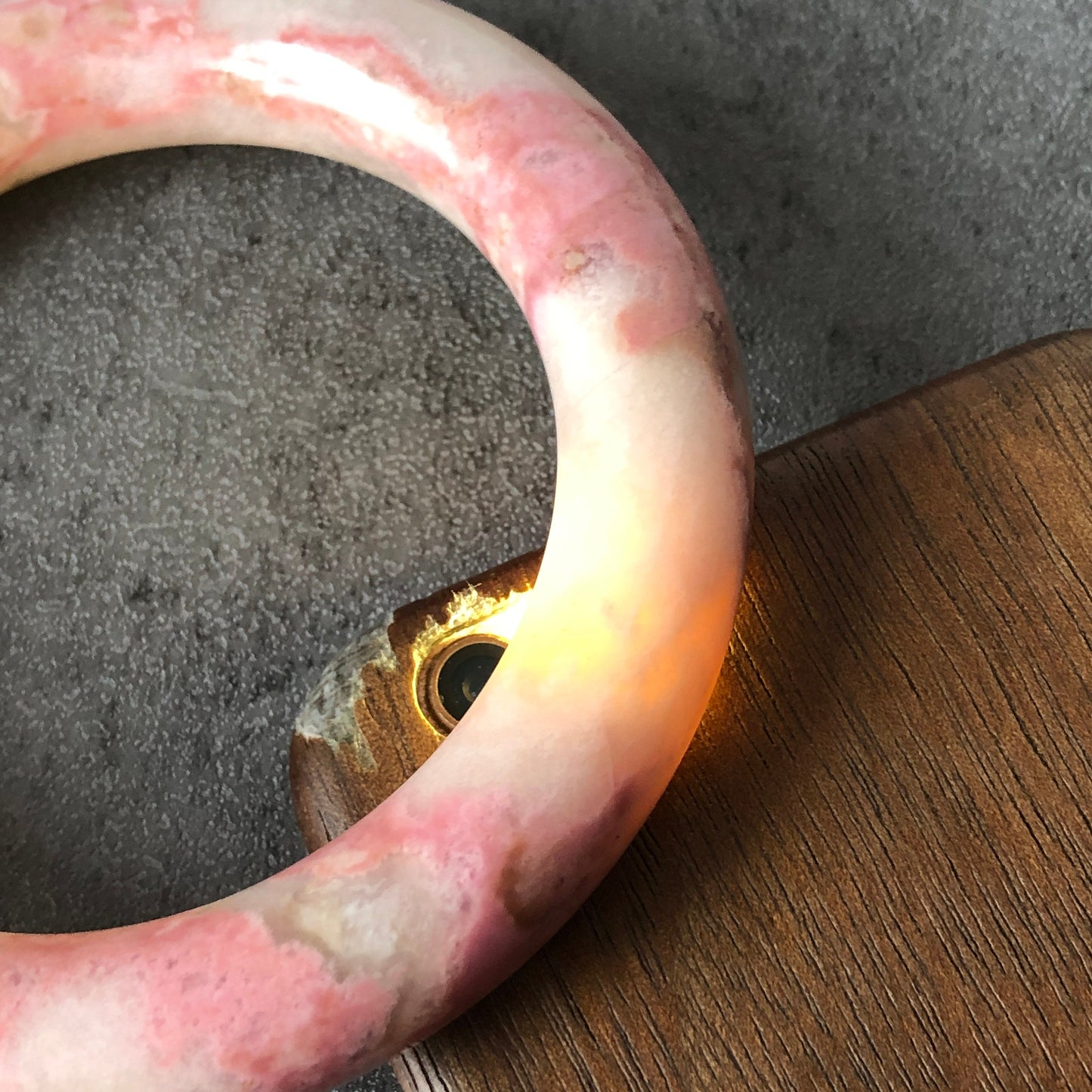 58.6mm Natural Rhodonite Stone Bangle | Strawberry Cotton Candy | Milky White Pink | Crystal Gemstone Bracelet | Healing Stone Gift for her