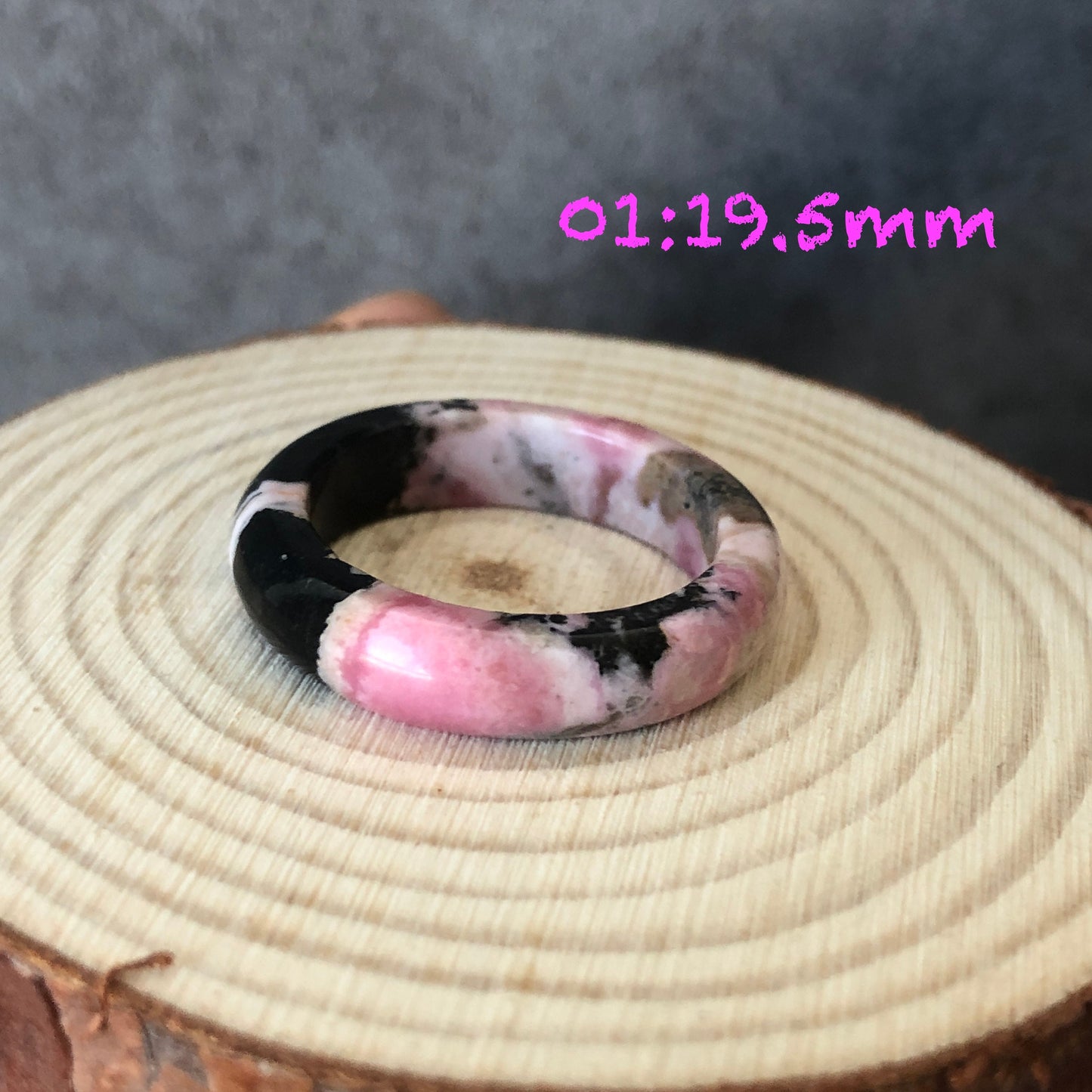 Natural High Quality Rhodonite Ring | Larger Size Collection | 19mm | Natural Rhodonite