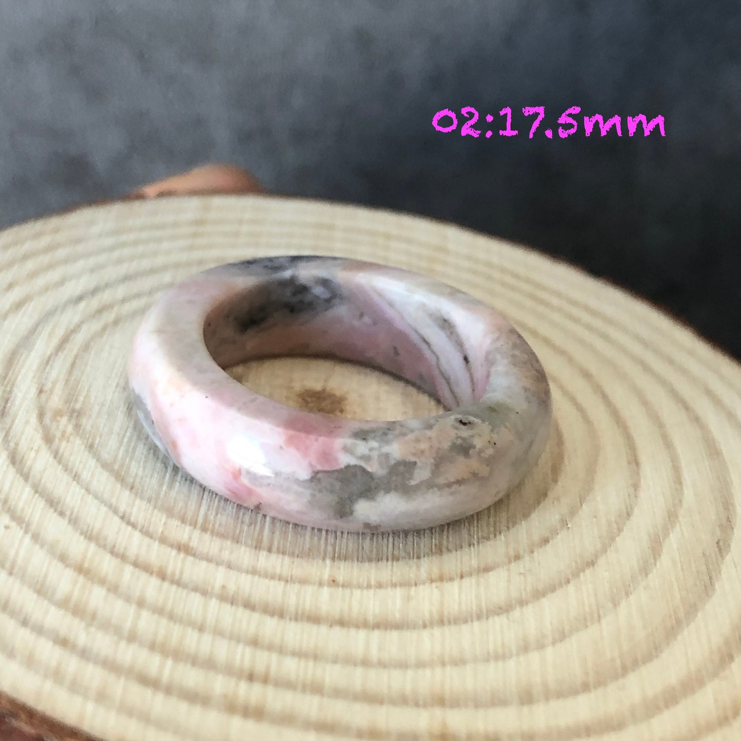 Natural High Quality Rhodonite Ring | Wedding Dress | 17mm | US 7 -7.5 | Natural Stone| Healing Stone