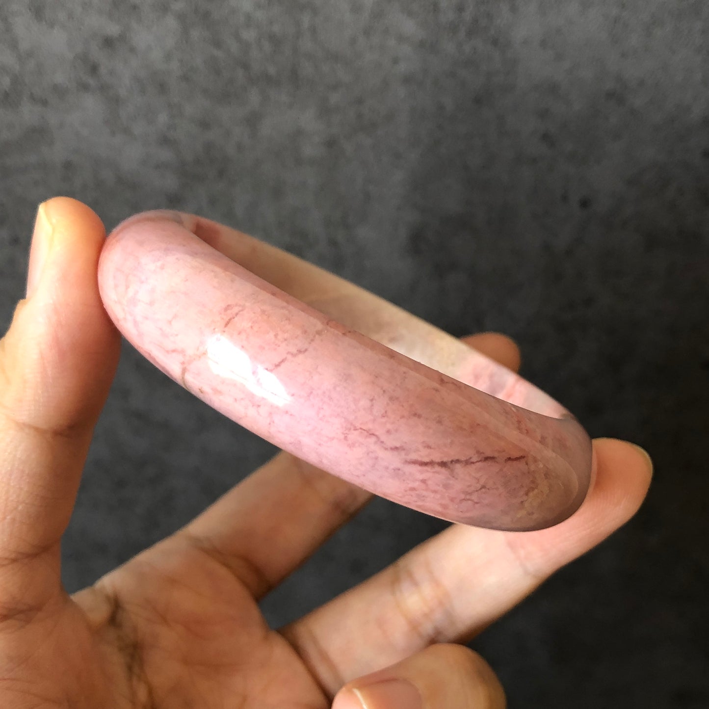 58.4mm Premium Natural Rhodonite Stone Bangle Bracelet | Baby Pink Gold | Pink Crystal Bangle | Gemstone Bracelet | Healing Stone for Women, premium bangle, pink stone bangle, pink raw stone bangle, pink rock bangle, pink gemstone bracelet