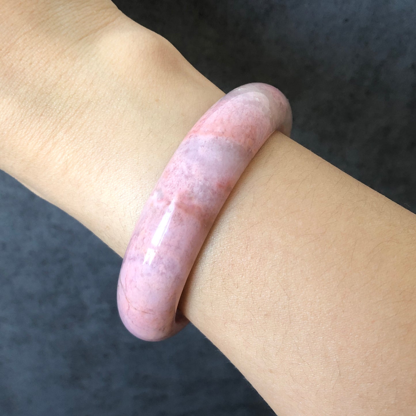 58.4mm Premium Natural Rhodonite Stone Bangle Bracelet | Baby Pink Gold | Pink Crystal Bangle | Gemstone Bracelet | Healing Stone for Women, premium bangle, pink stone bangle, pink raw stone bangle, pink rock bangle, pink gemstone bracelet
