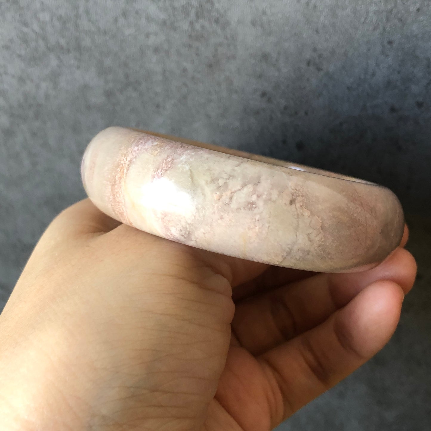 58.1mm Natural Rhodonite Stone Bangle Bracelet | Milky White Pink & Gold | Pink Crystal Gemstone Rock Bangle | Healing Stone Gift for her, pink flower bangle, icy crystal bracelet, raw stone bracelet, pink rock bangle, raw stone bracelet