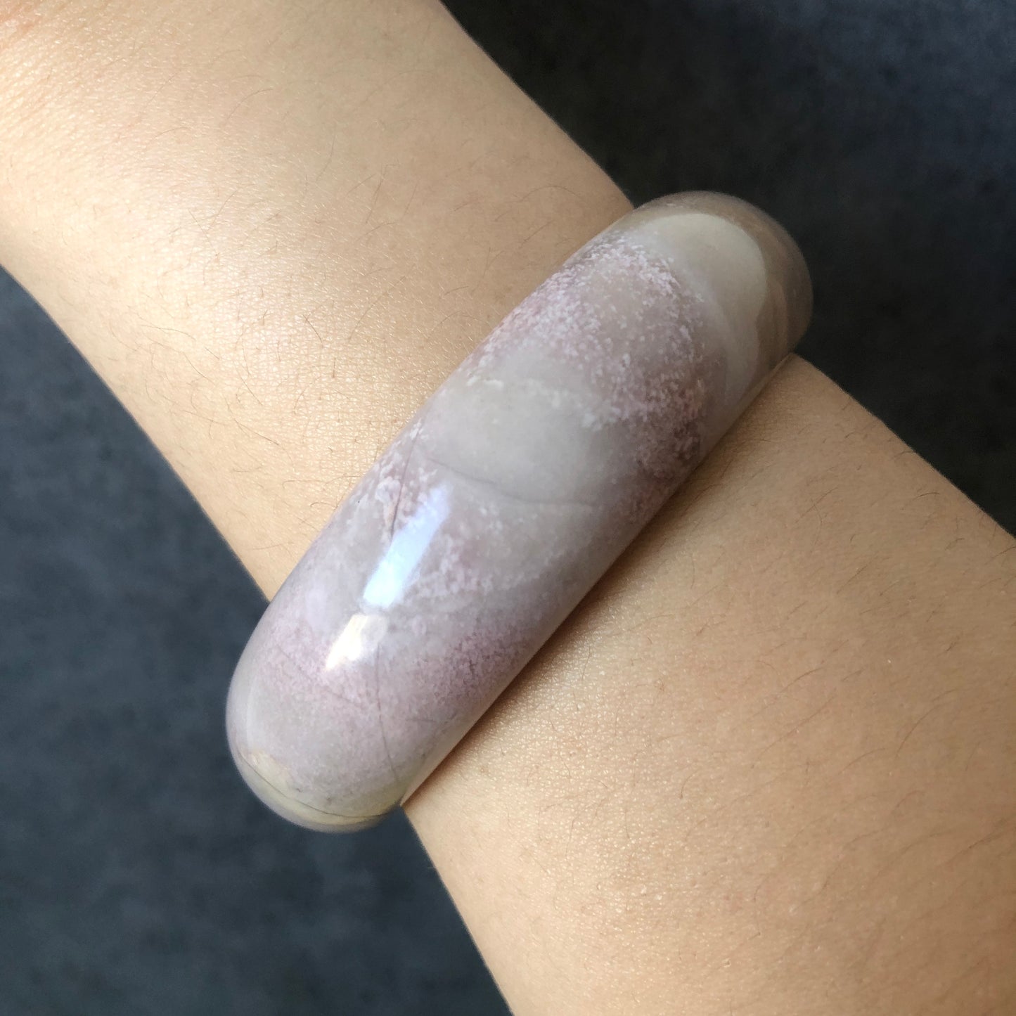 58.1mm Natural Rhodonite Stone Bangle Bracelet | Milky White Pink & Gold | Pink Crystal Gemstone Rock Bangle | Healing Stone Gift for her, pink flower bangle, icy crystal bracelet, raw stone bracelet, pink rock bangle, raw stone bracelet