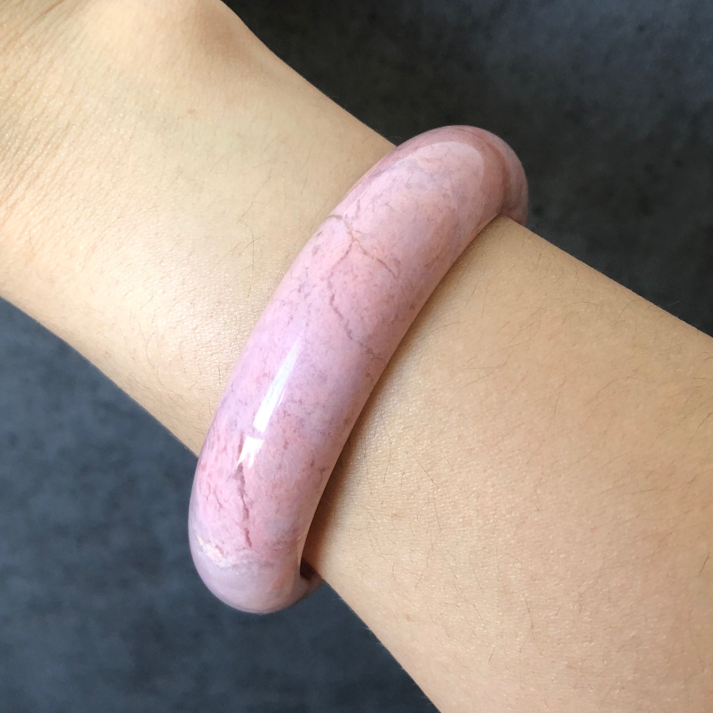 58.4mm Premium Natural Rhodonite Stone Bangle Bracelet | Baby Pink Gold | Pink Crystal Bangle | Gemstone Bracelet | Healing Stone for Women, premium bangle, pink stone bangle, pink raw stone bangle, pink rock bangle, pink gemstone bracelet