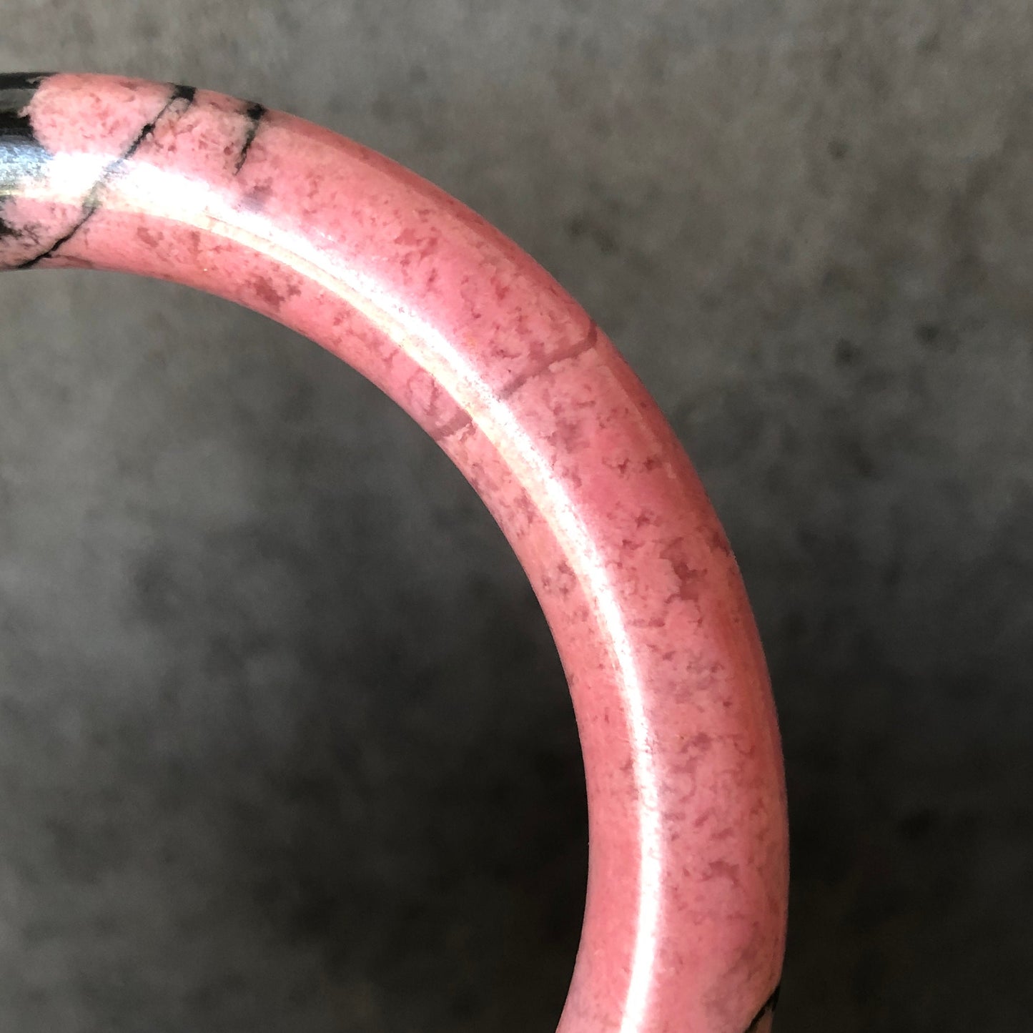 57mm High quality Natural Rhodonite Bangle Bracelet | Pink Granules with Black Ink | Icy and Translucent | Cool & Sweet | 57mm | No.134