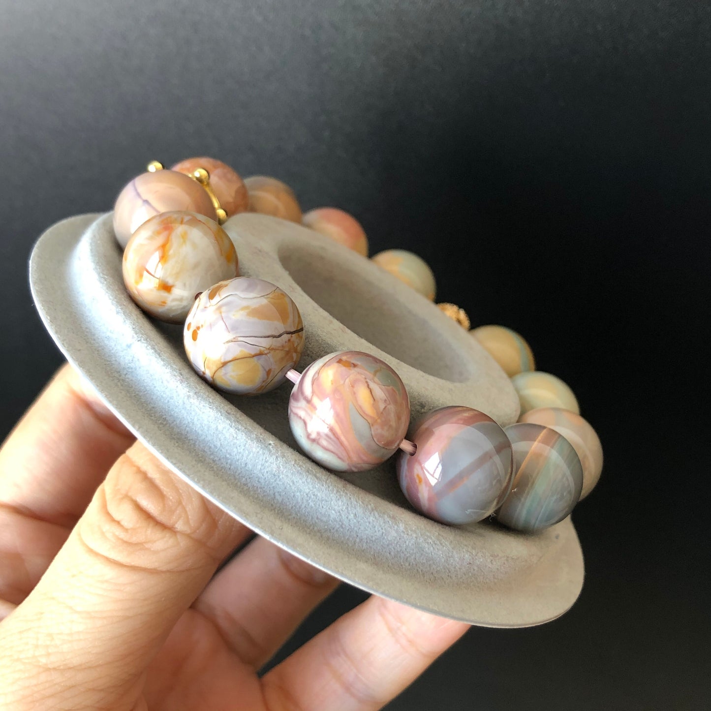 High Quality Natural Alashan Agate Bead Bracelet 14+mm | Swirl Candy | Gemstone Jewellery | DIY Beads | Stone Bracelet | Crystal Bracelet