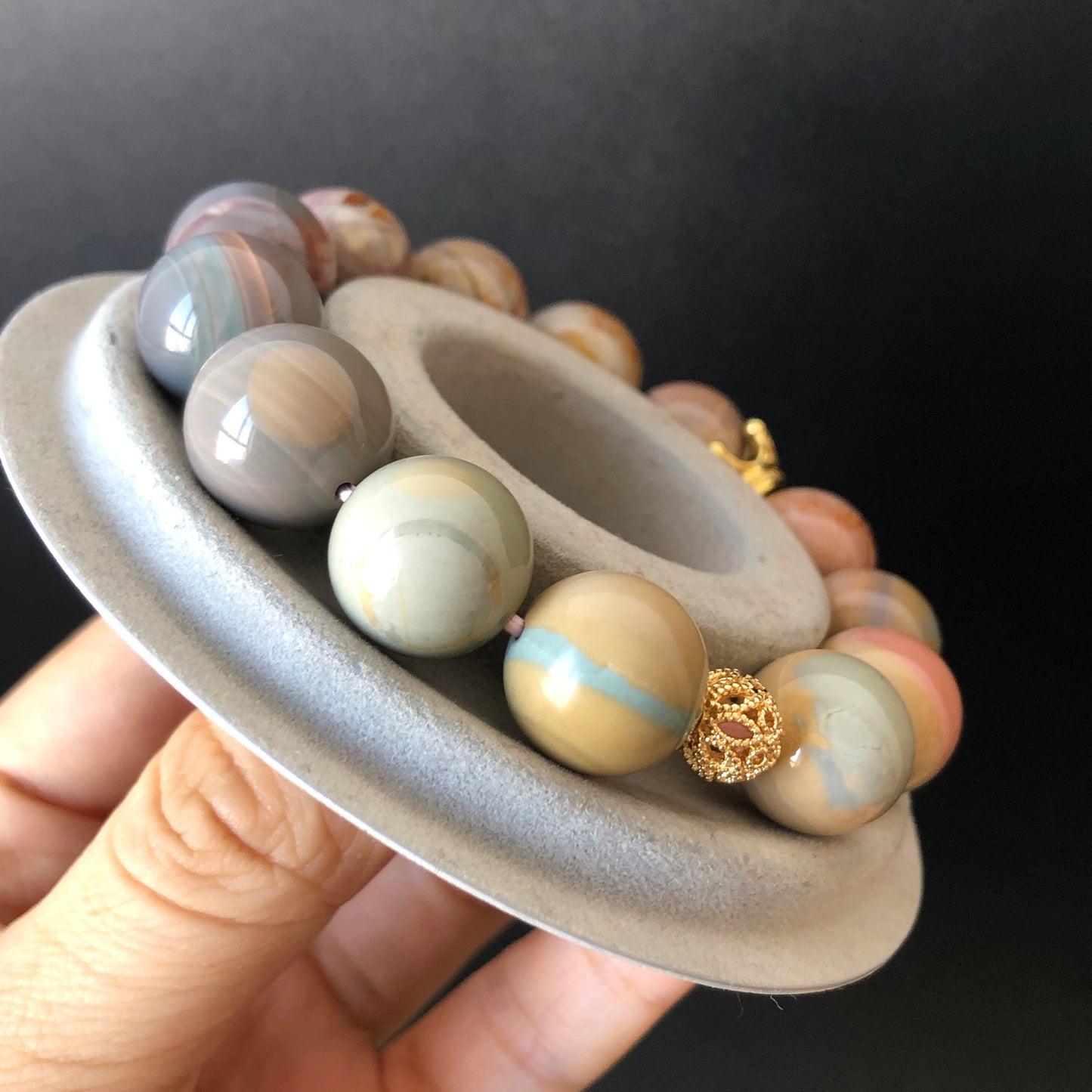 High Quality Natural Alashan Agate Bead Bracelet 14+mm | Swirl Candy | Gemstone Jewellery | DIY Beads | Stone Bracelet | Crystal Bracelet