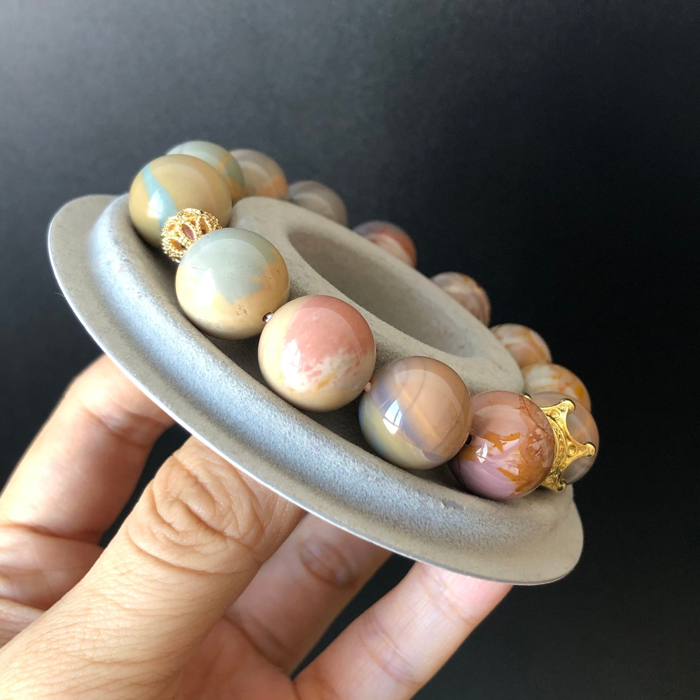High Quality Natural Alashan Agate Bead Bracelet 14+mm | Swirl Candy | Gemstone Jewellery | DIY Beads | Stone Bracelet | Crystal Bracelet