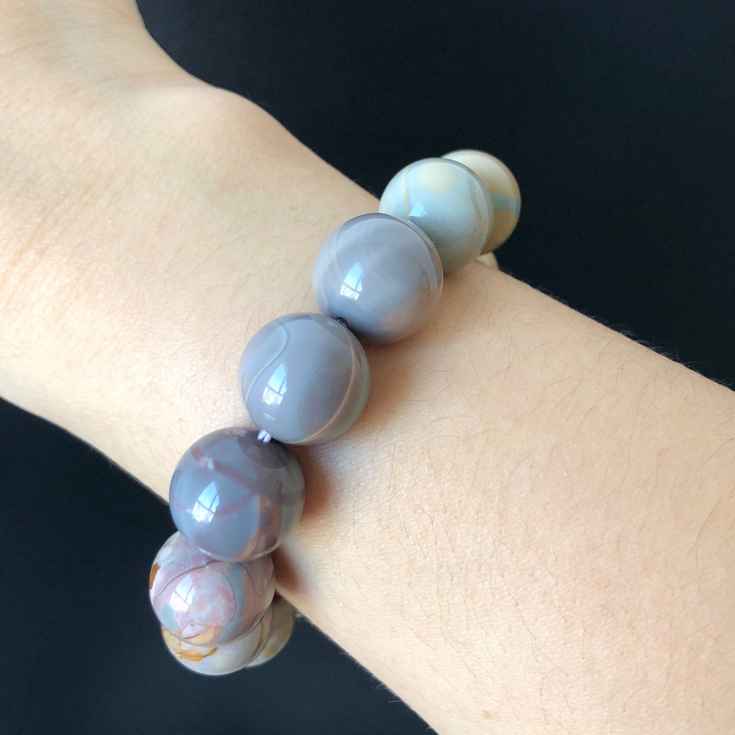 High Quality Natural Alashan Agate Bead Bracelet 14+mm | Swirl Candy | Gemstone Jewellery | DIY Beads | Stone Bracelet | Crystal Bracelet