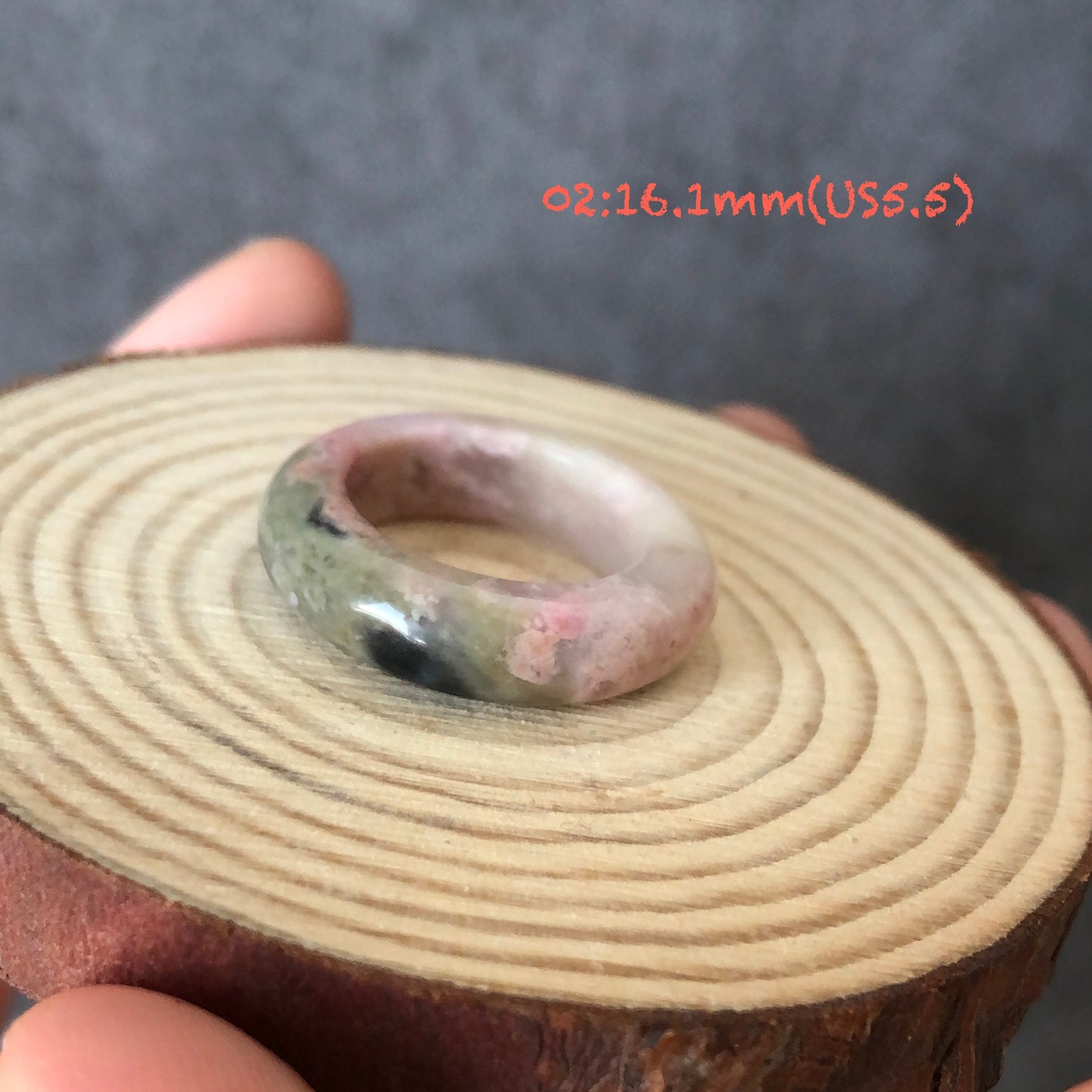 Natural High Quality Rhodonite Ring | 16-17mm+ (US 5.5-7.5) Collection| Tiny Bangle around the finger | Natural Stone| Healing Stone