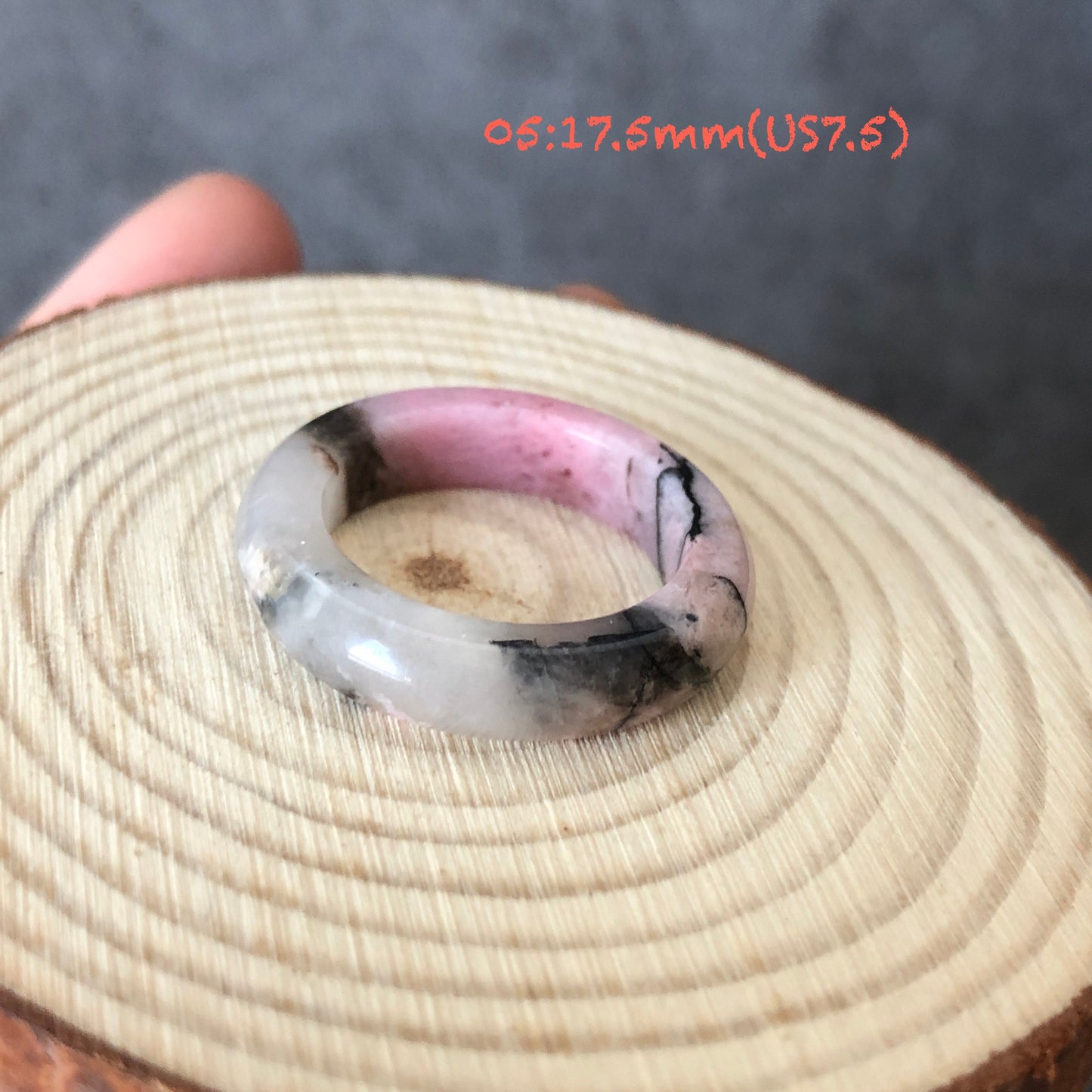 Natural High Quality Rhodonite Ring | 16-17mm+ (US 5.5-7.5) Collection| Tiny Bangle around the finger | Natural Stone| Healing Stone