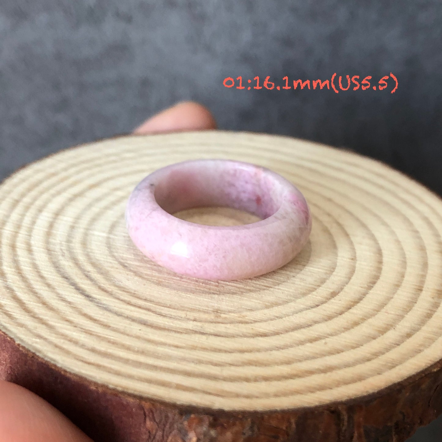 Natural High Quality Rhodonite Ring | 16-17mm+ (US 5.5-7.5) Collection| Tiny Bangle around the finger | Natural Stone| Healing Stone
