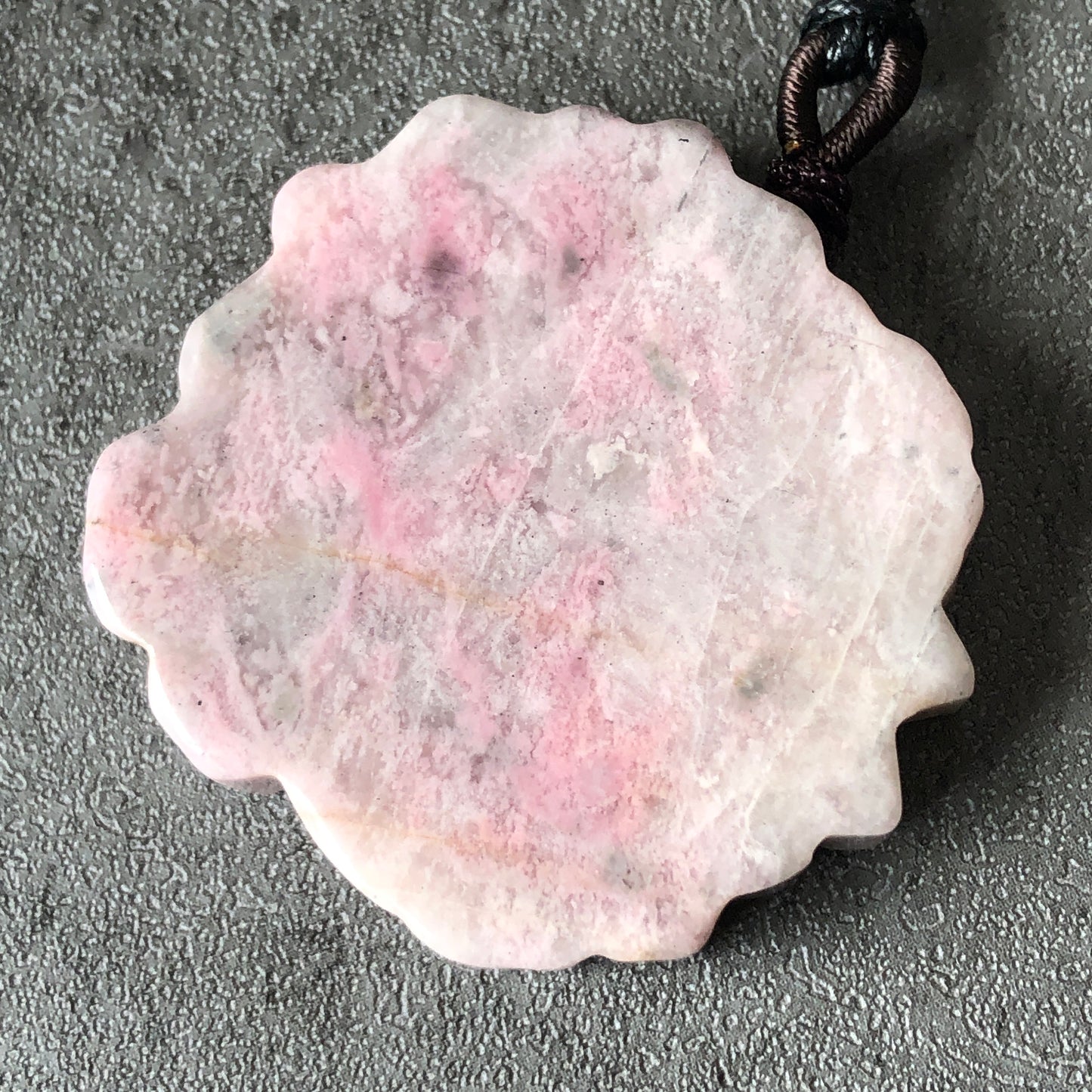 Natural Rhodonite Stone Carved Rabbit Bunny with Sakura Flower Crystal Pendant Charm | adjustable necklace | Milky Pink Greyish