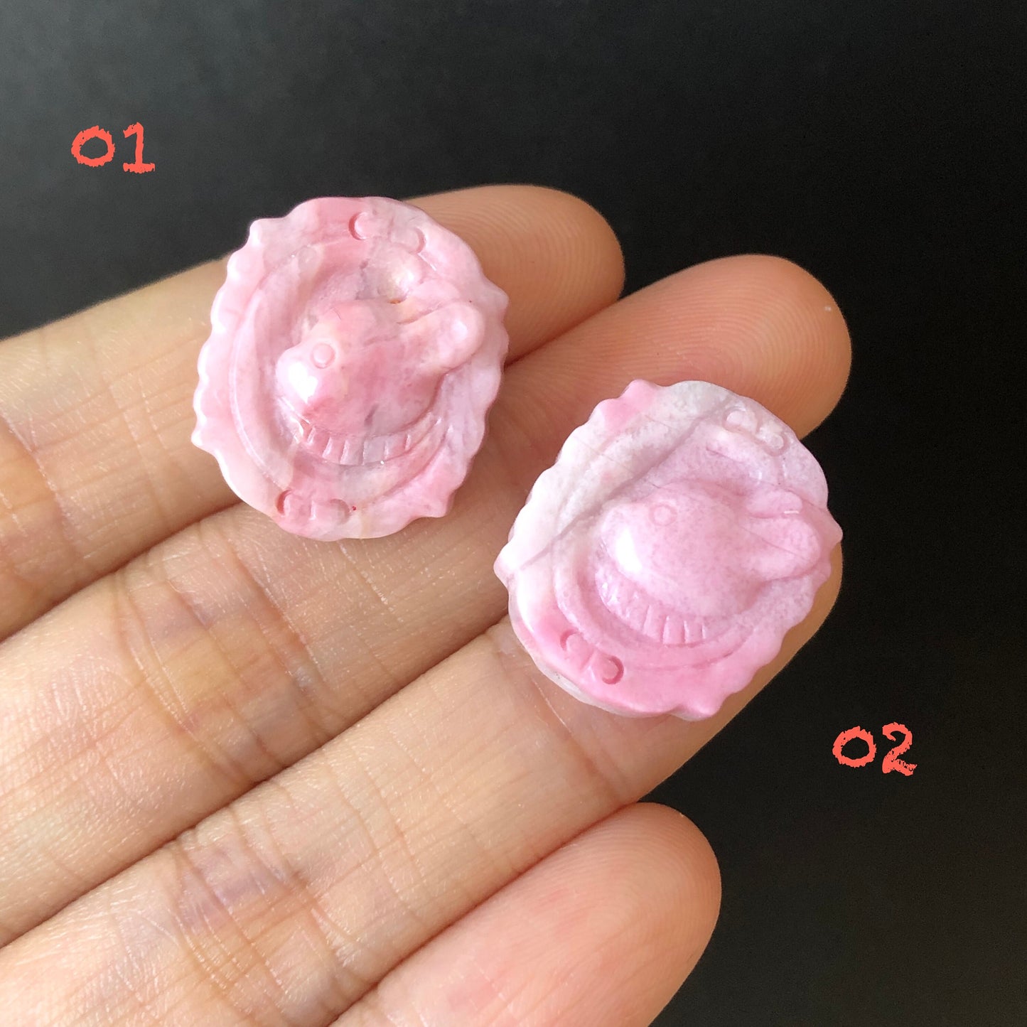 High Quality Natural Rhodonite Stone Carved Rabbit Bunny with Carrot Radish Pendant Charm | Icy Milky Pink | tailor made necklace bracelet