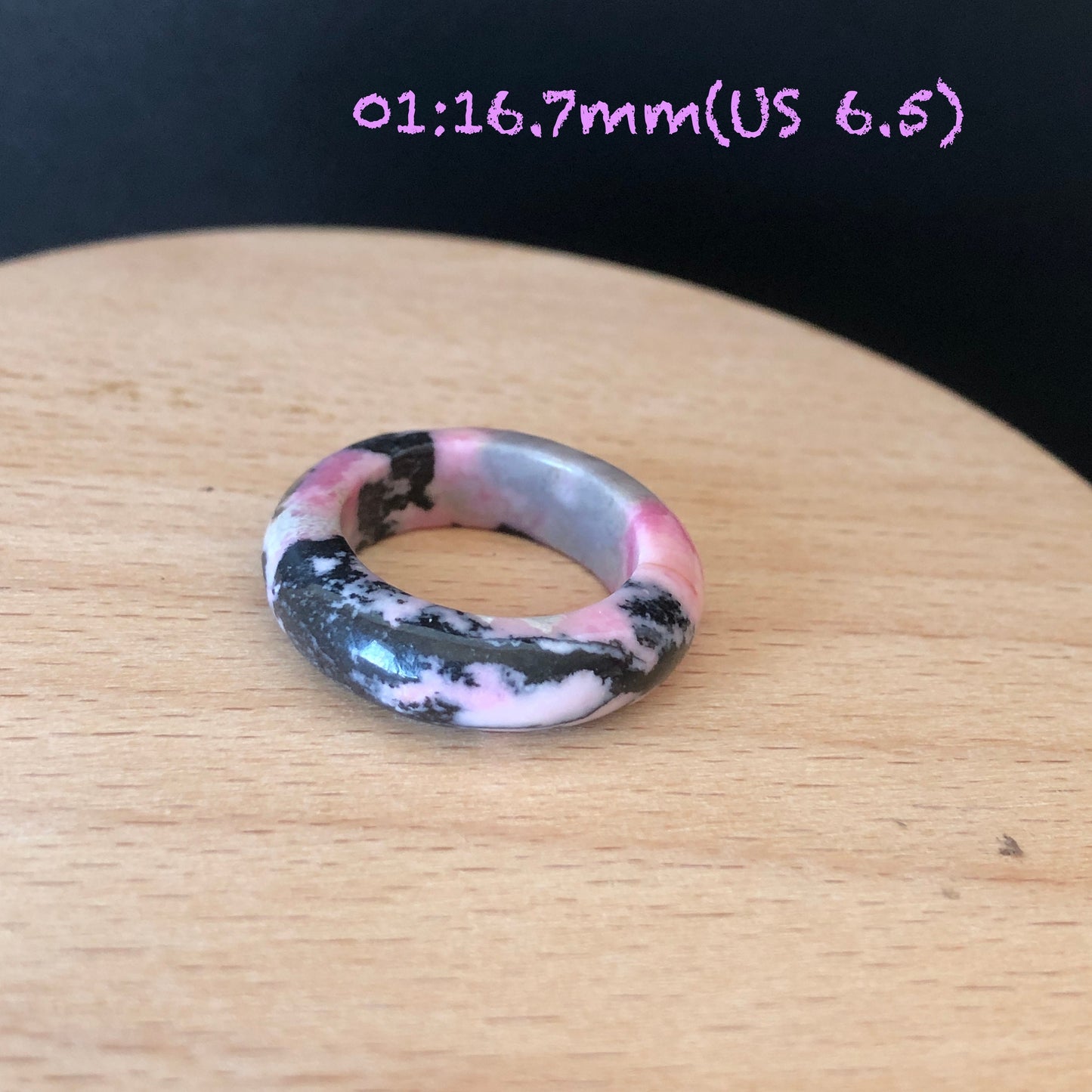 Natural High Quality Rhodonite Ring | 16-18mm | US6.5-9 | Colour Wildness | Porcelain blue with Pink | Healing Stone | No.18