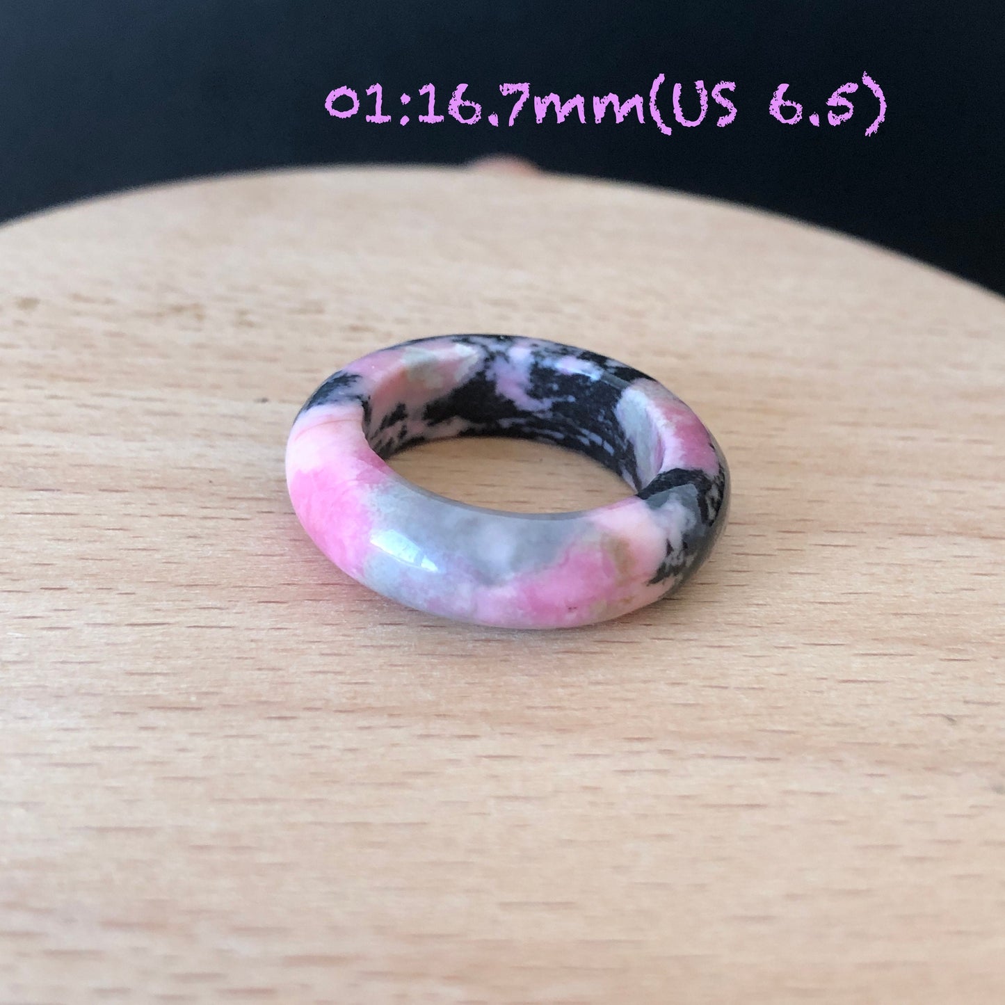 Natural High Quality Rhodonite Ring | 16-18mm | US6.5-9 | Colour Wildness | Porcelain blue with Pink | Healing Stone | No.18