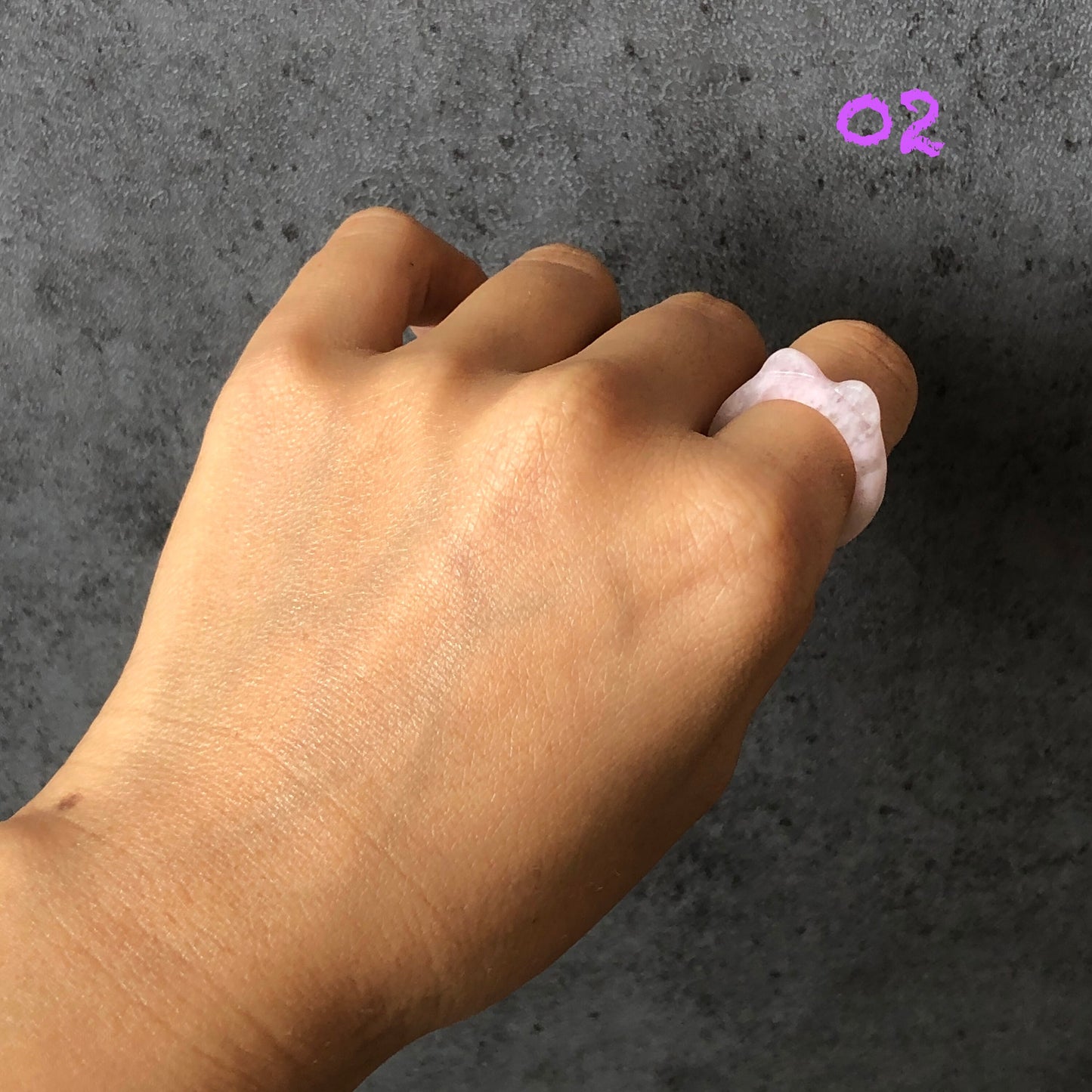 Natural She Taicui Jade (Quartzite) Carved Kitten Cat Ears Pink Crystal Ring | White Snow Flake | 17mm+ (US 7-7.5) | Icy Translucent
