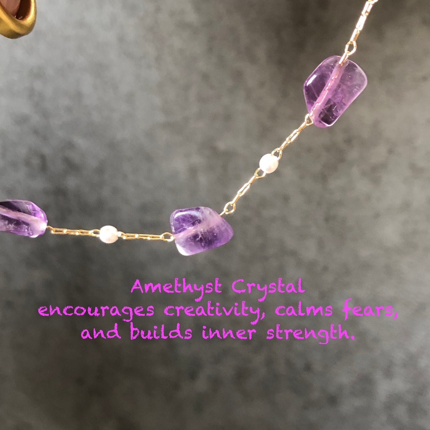 Alashan Agate Bead with Hamster Deer Antlers Charm 2 way Crystal Bracelet | Amethyst Chain | Lavender Purple Shattered Pattern | custom made