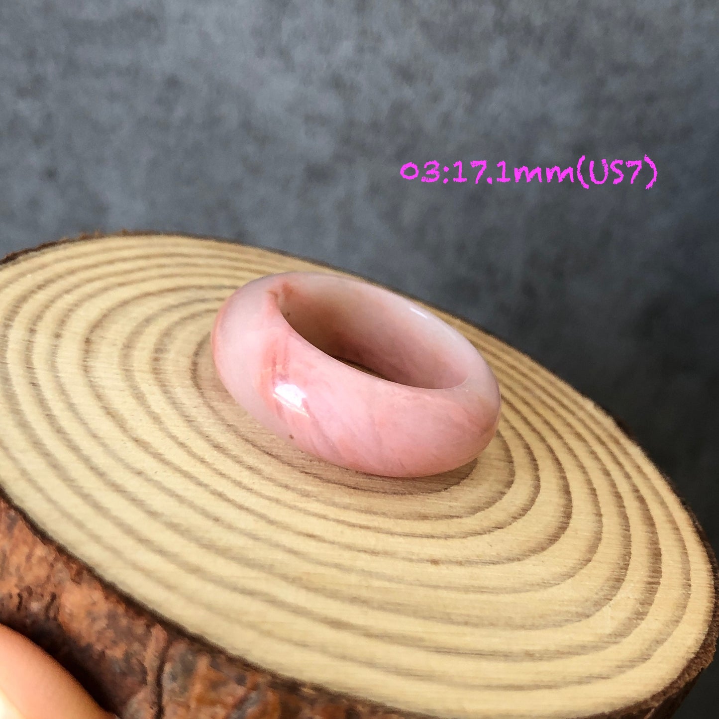 Natural Rhodonite Stone Crystal Ring | 16.9-17.3mm+ | US 6.5-7.5 | Pink with Brown, white and Black | The Heart Chakra Healing Gemstone