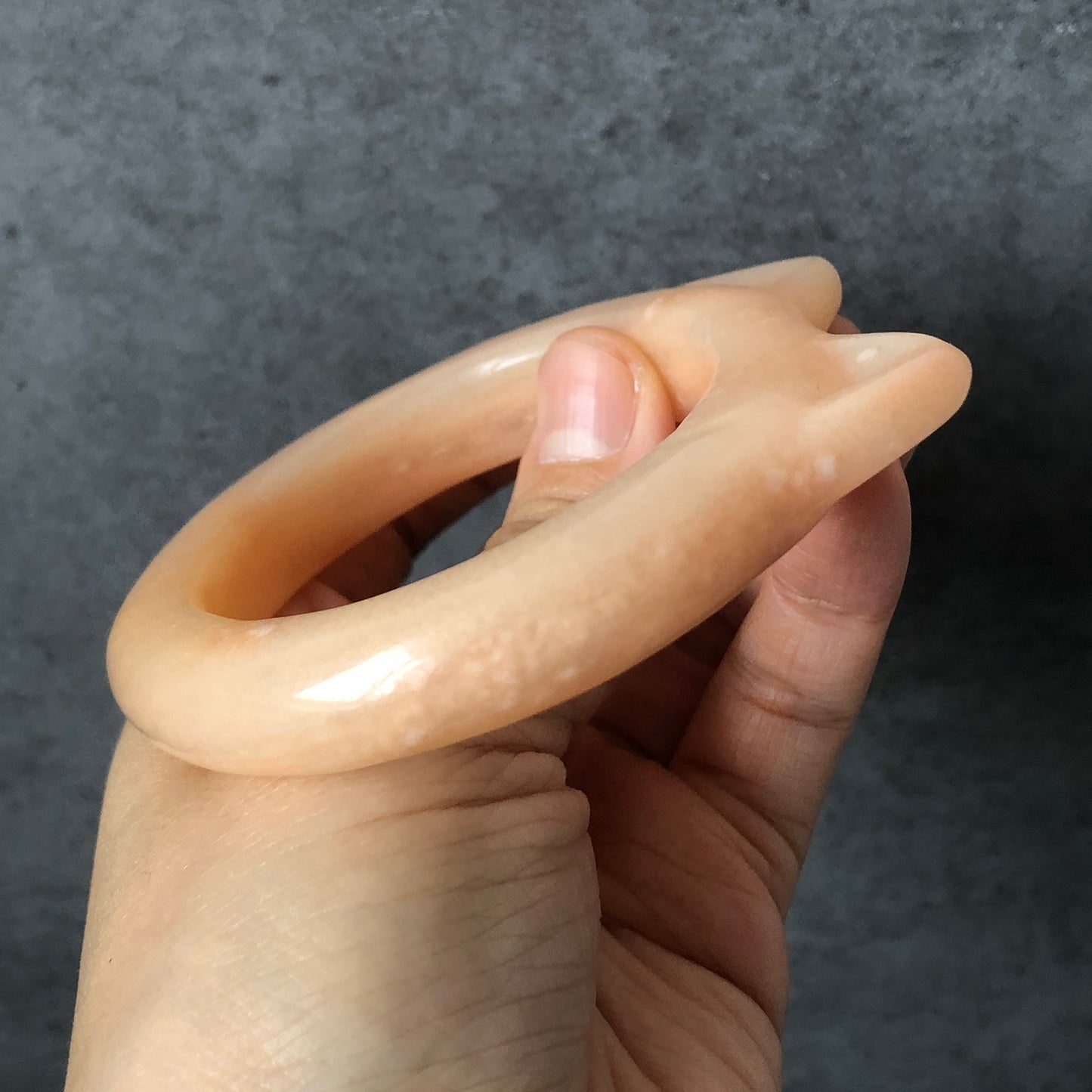 54-57mm Custom Size Natural She Taicui jade (Quartzite) Carved Kitten Cat Ears Crystal Oval Bangle bracelet | Icy Coral Colour | Cute Sweet