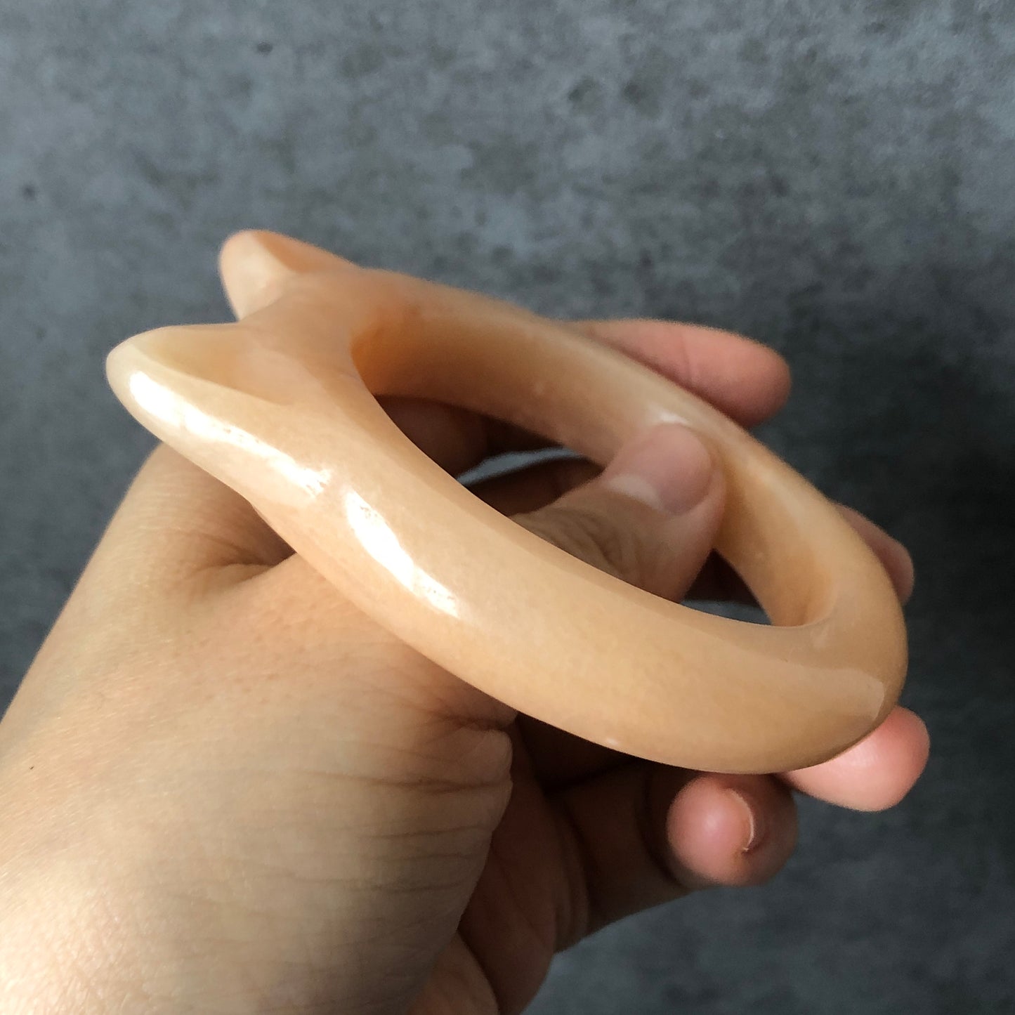 54-57mm Custom Size Natural She Taicui jade (Quartzite) Carved Kitten Cat Ears Crystal Oval Bangle bracelet | Icy Coral Colour | Cute Sweet