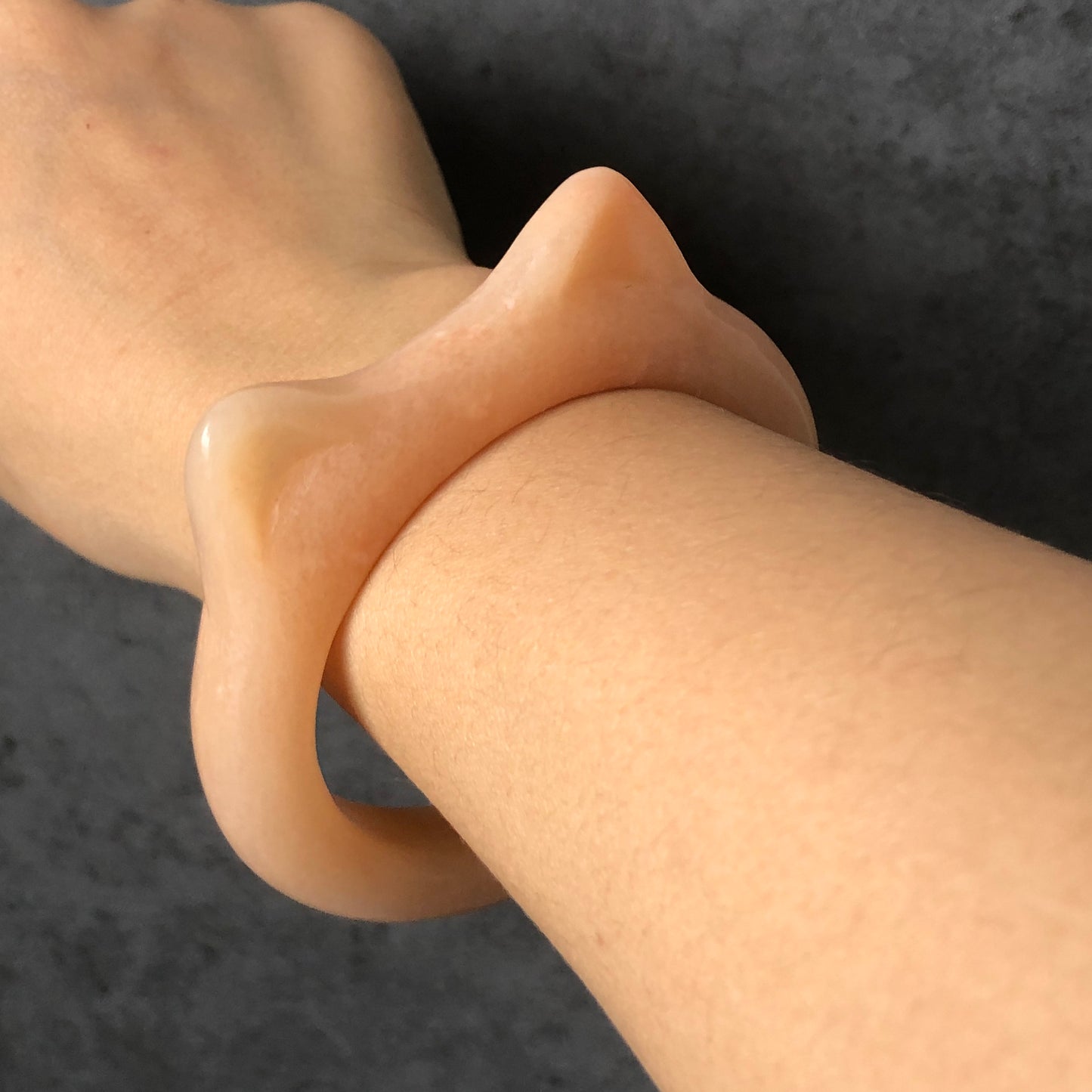 54-57mm Custom Size Natural She Taicui jade (Quartzite) Carved Kitten Cat Ears Crystal Oval Bangle bracelet | Icy Coral Colour | Cute Sweet