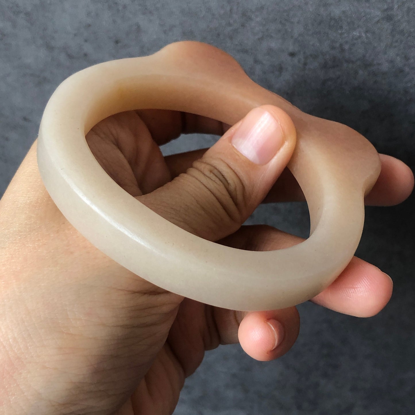 54mm Custom Size Natural SheTaicui jade (Quartzite) Carved Kitten Cat Ears Bangle Bracelet | Caramel Toast | Gradient Coral | Crystal