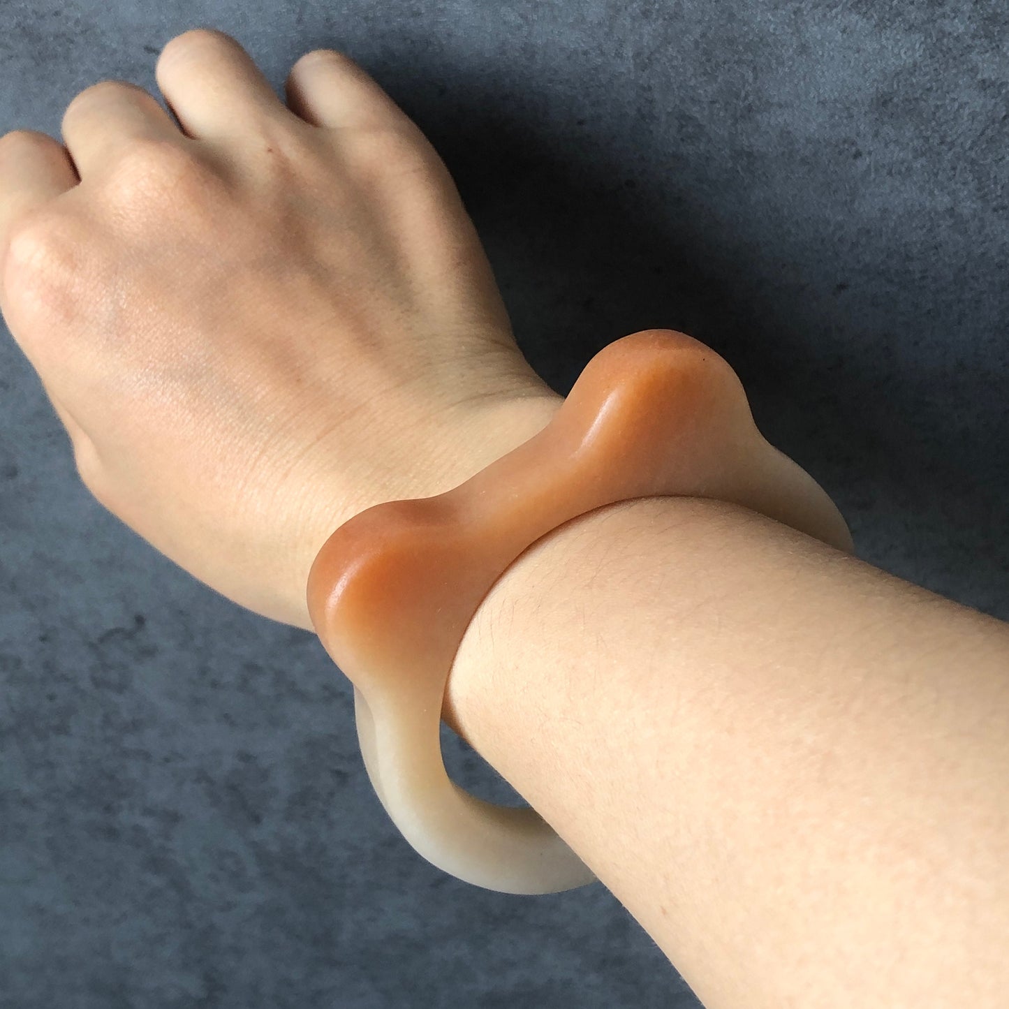 54mm Custom Size Natural SheTaicui jade (Quartzite) Carved Kitten Cat Ears Bangle Bracelet | Caramel Toast | Gradient Coral | Crystal