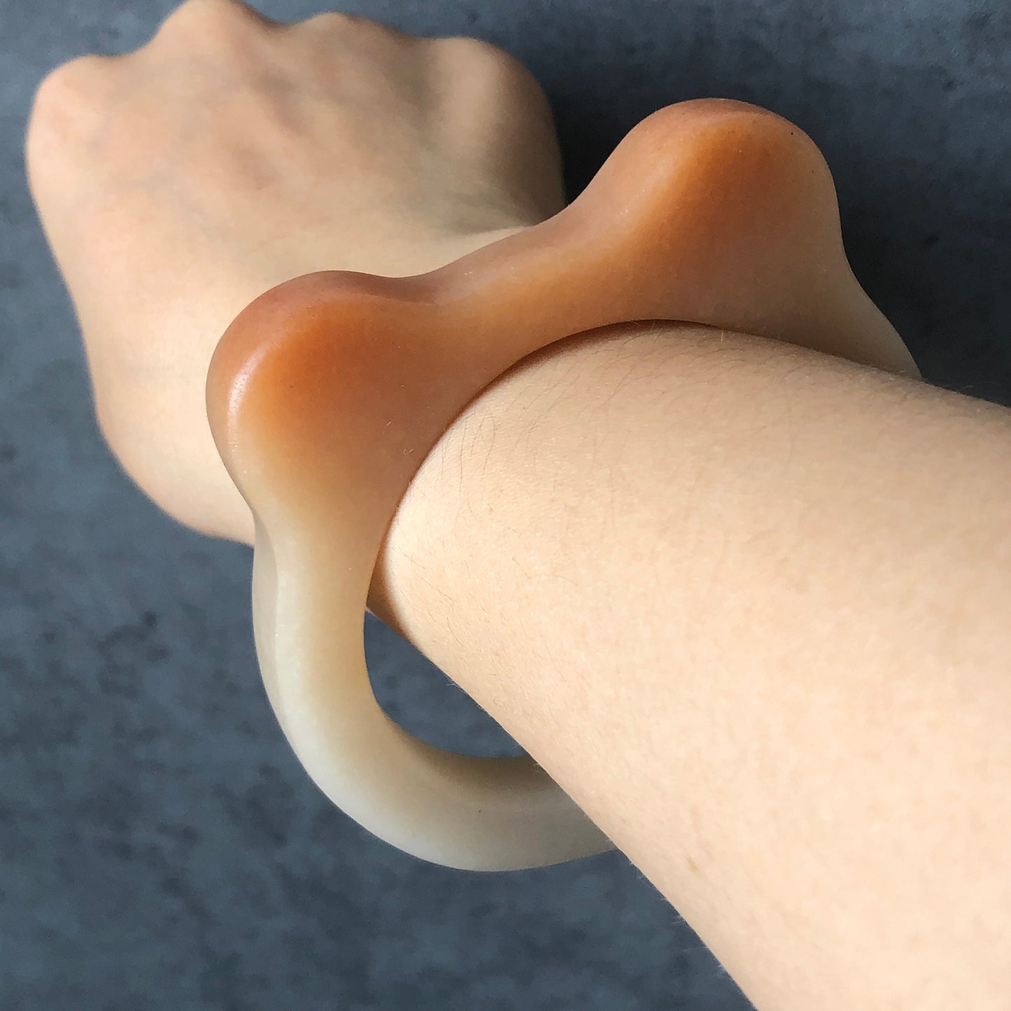 54mm Custom Size Natural SheTaicui jade (Quartzite) Carved Kitten Cat Ears Bangle Bracelet | Caramel Toast | Gradient Coral | Crystal