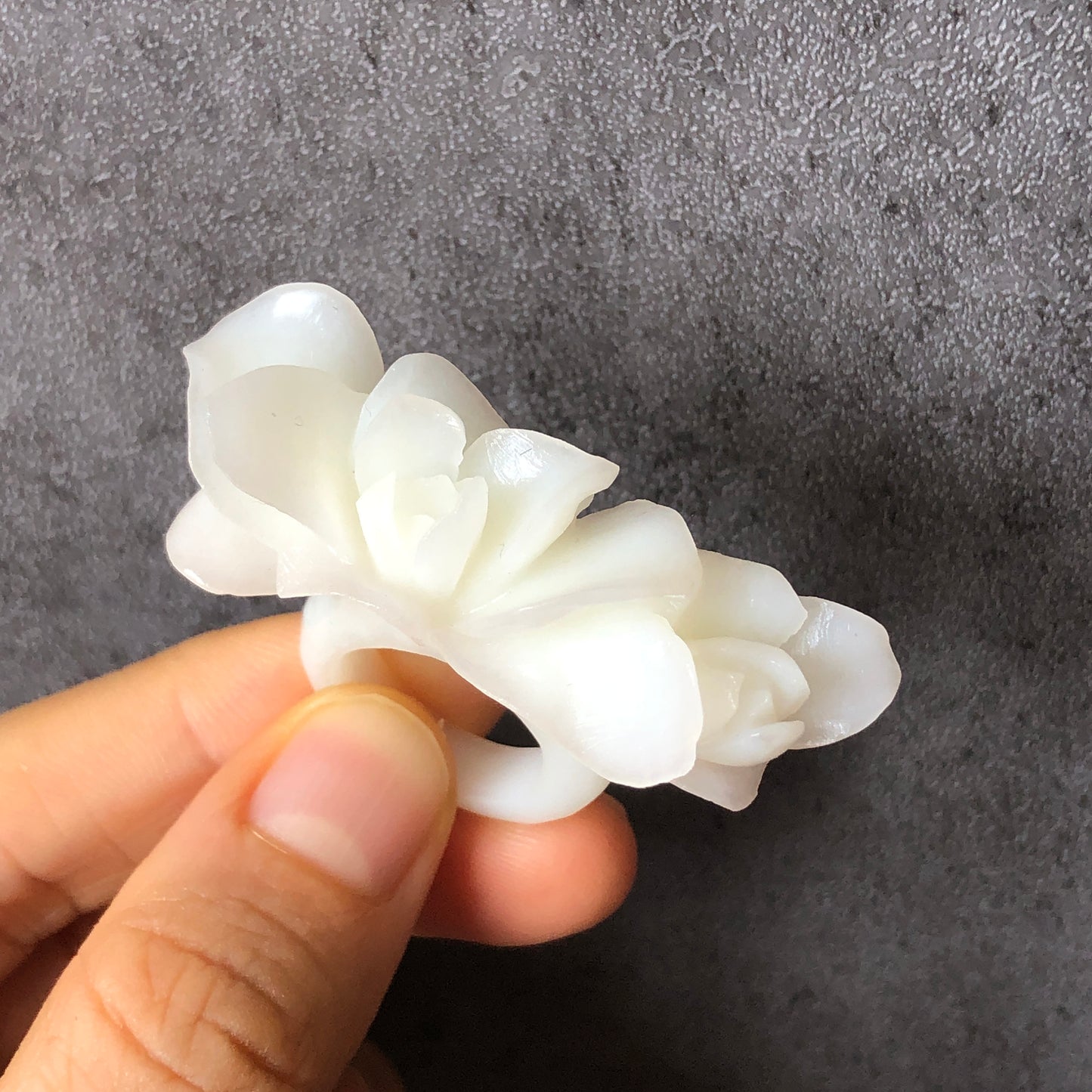 55.7mm Custom Size Natural Xiu Jade Serpentine Hand Carved Yulan flowers Bangle and Ring Set| Bangle | Crystal Stone Gemstone
