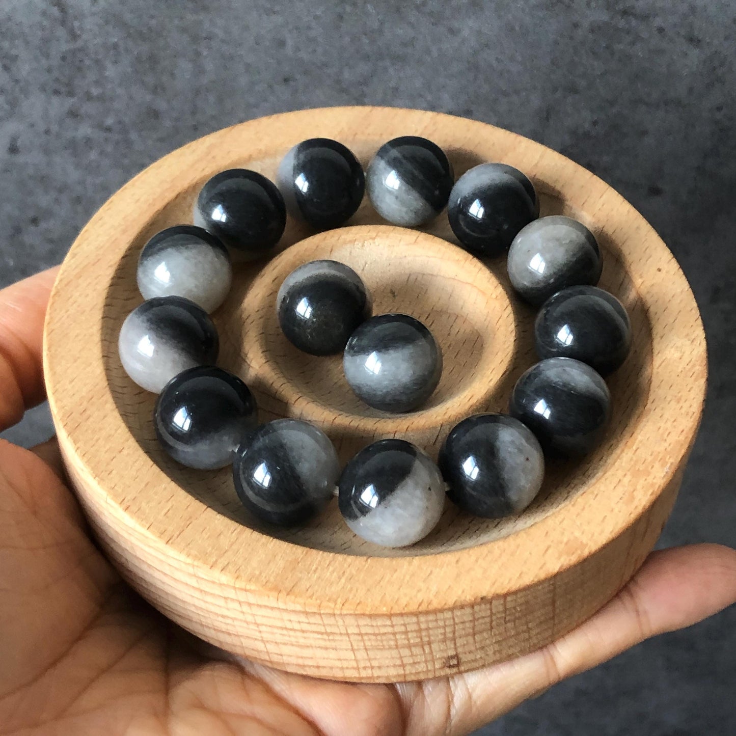 56.2 mm Natural SheTaiCui Jade (Quartzite) Bangle and Bracelet| Black and White | Stylish & Elegant | Crystal Gemstone Stone Jewellery
