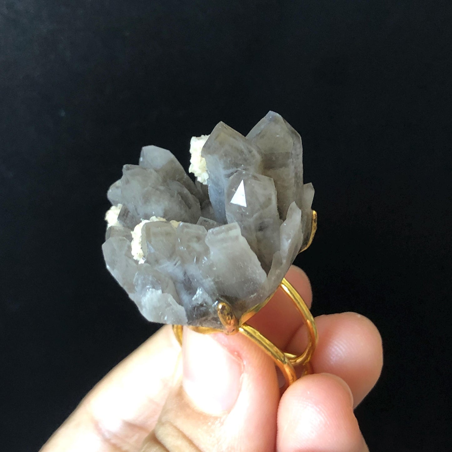 Raw Smoky Quartz Ring, Raw Stone Ring Big Crystal Ring, Large Quartz Statement Ring, Raw Mineral Ring, Chunky Irregular ring gift for her, huge cocktail ring, Birthstone Gemstone Ring for men, gold-plated copper ring, adjustable band ring for women