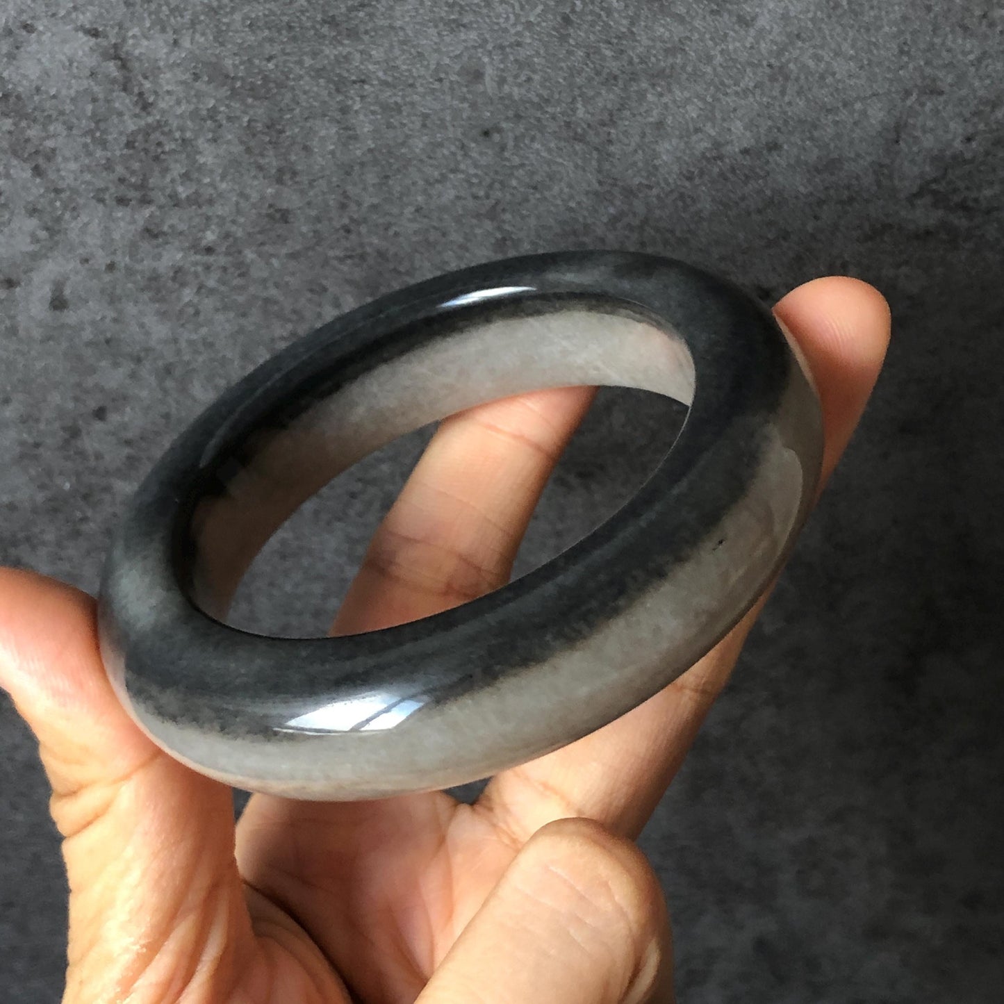 56.2 mm Natural SheTaiCui Jade (Quartzite) Bangle and Bracelet| Black and White | Stylish & Elegant | Crystal Gemstone Stone Jewellery
