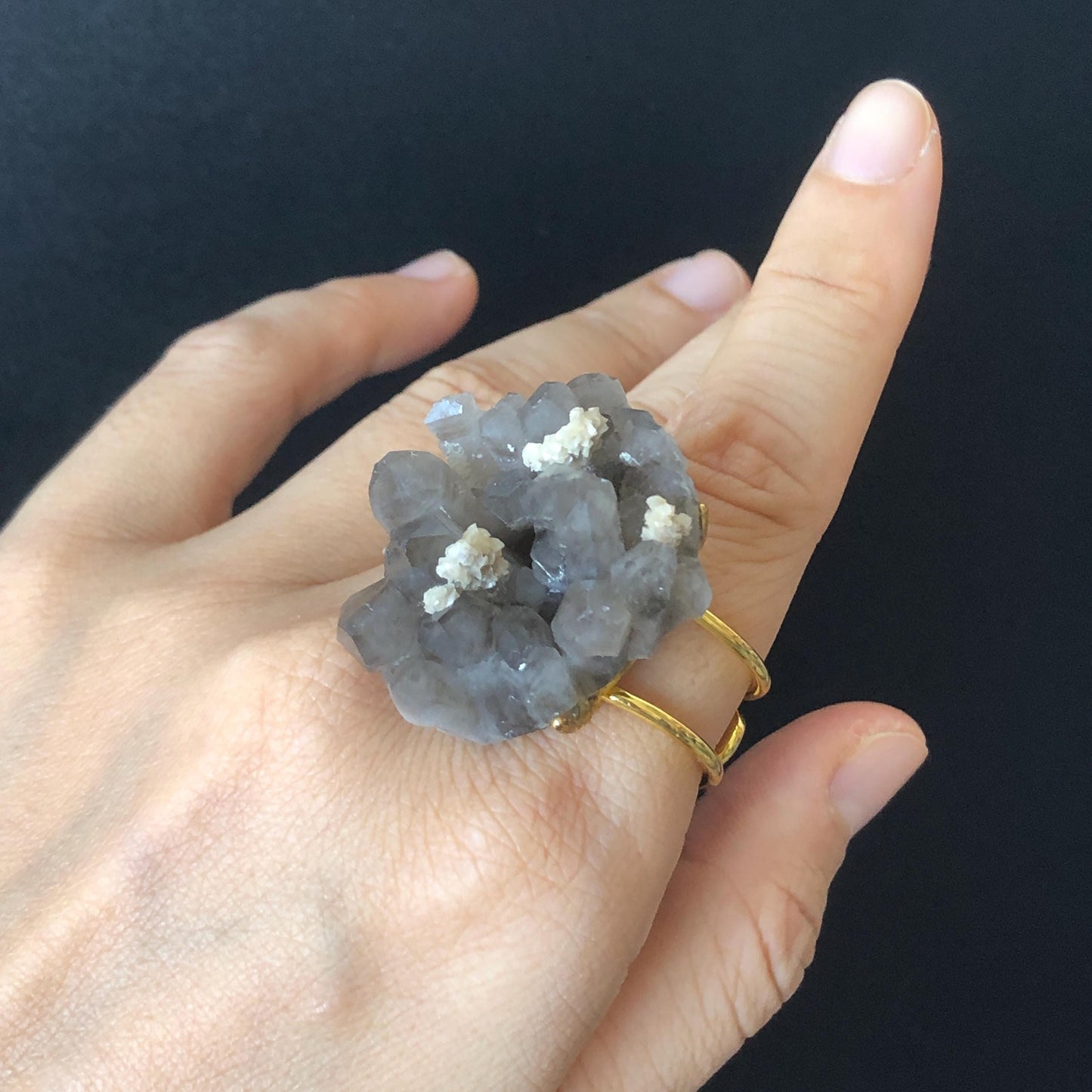 Raw Smoky Quartz Ring, Raw Stone Ring Big Crystal Ring, Large Quartz Statement Ring, Raw Mineral Ring, Chunky Irregular ring gift for her, huge cocktail ring, Birthstone Gemstone Ring for men, gold-plated copper ring, adjustable band ring for women