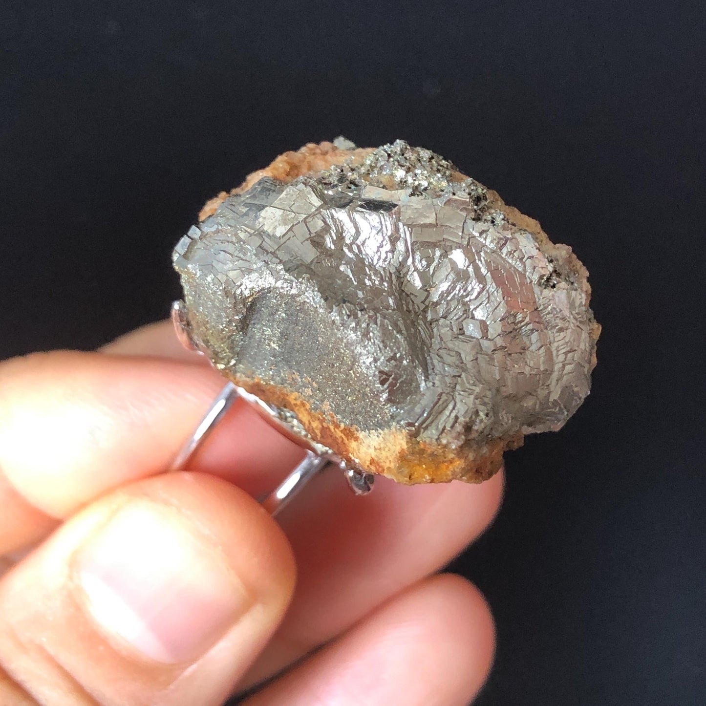 Raw Chalcopyrite Ring, Silver Raw Stone Ring Big Crystal Ring, Large Statement ring Birthstone, adjustable band, Chunky Irregular ring gift, silver-plated copper ring, birthstone ring gift for men and women, raw mineral ring, huge cocktail ring