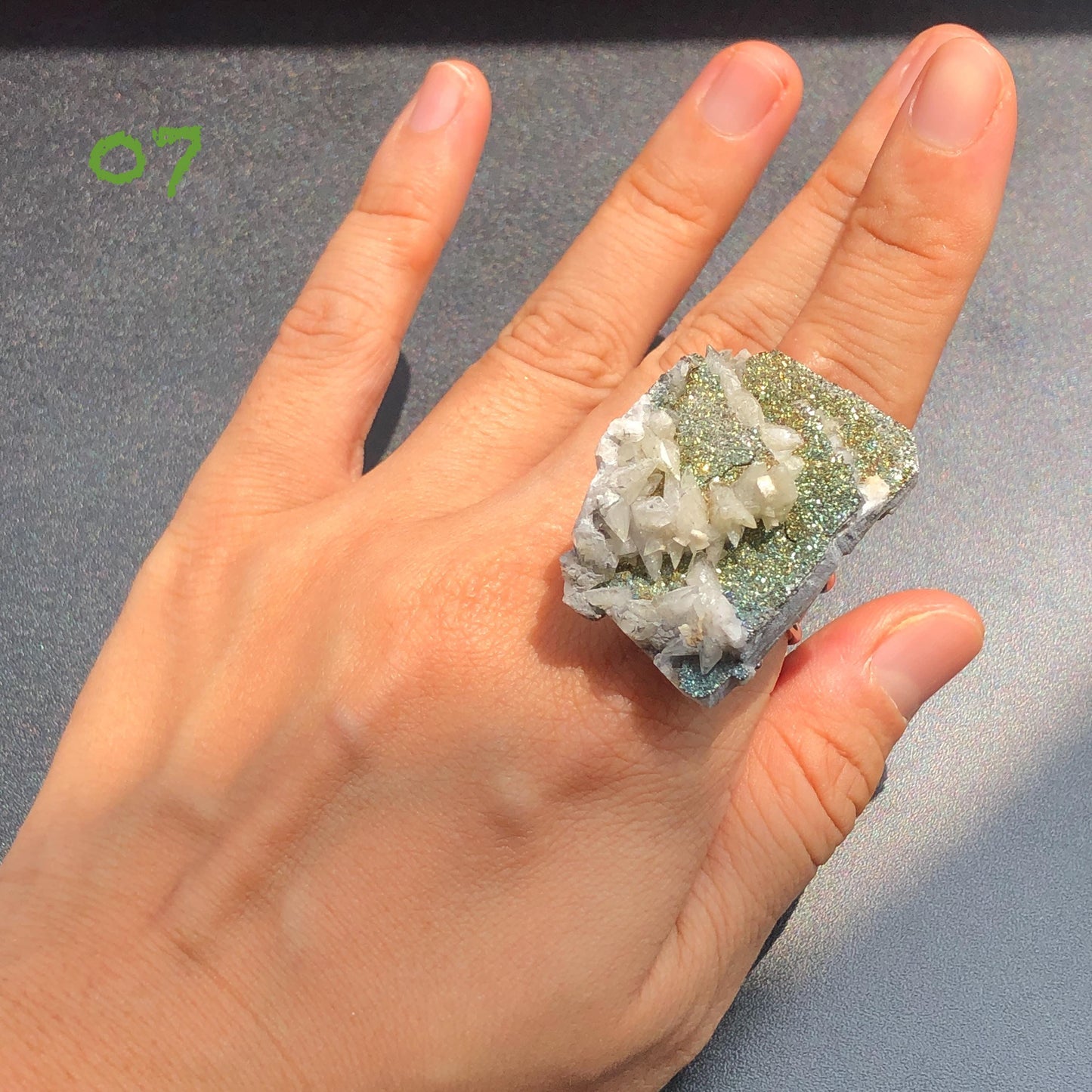 Raw Rainbow Pyrite & Calcite Ring, Raw Stone Ring, Sparky Big Raw Crystal Ring, Large Statement Ring men women, Chunky Irregular Stone Ring Gift, Huge Crystal Ring, birthstone ring, adjustable band ring, abundance stone ring, zodiac ring, extra large