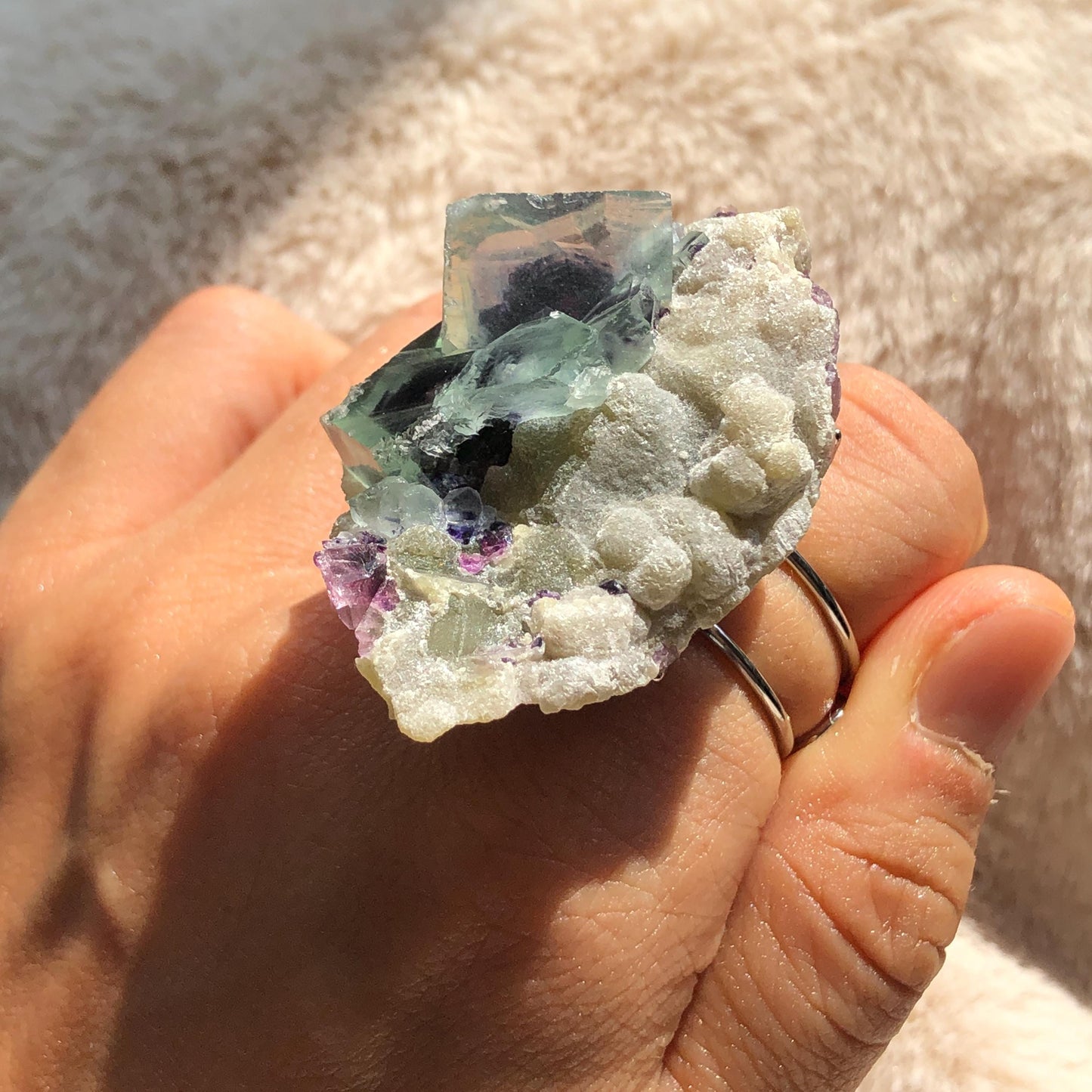 Raw Phantom Fluorite Ring, Big Raw Stone Ring Large Raw Crystal Ring Blue, Huge Statement Ring, Chunky Irregular Ring Gift, Adjustable Band Ring, Huge Cocktail Ring, Raw Mineral Ring, February March Birthstone Ring, Third Eye Chakra Crystal Ring