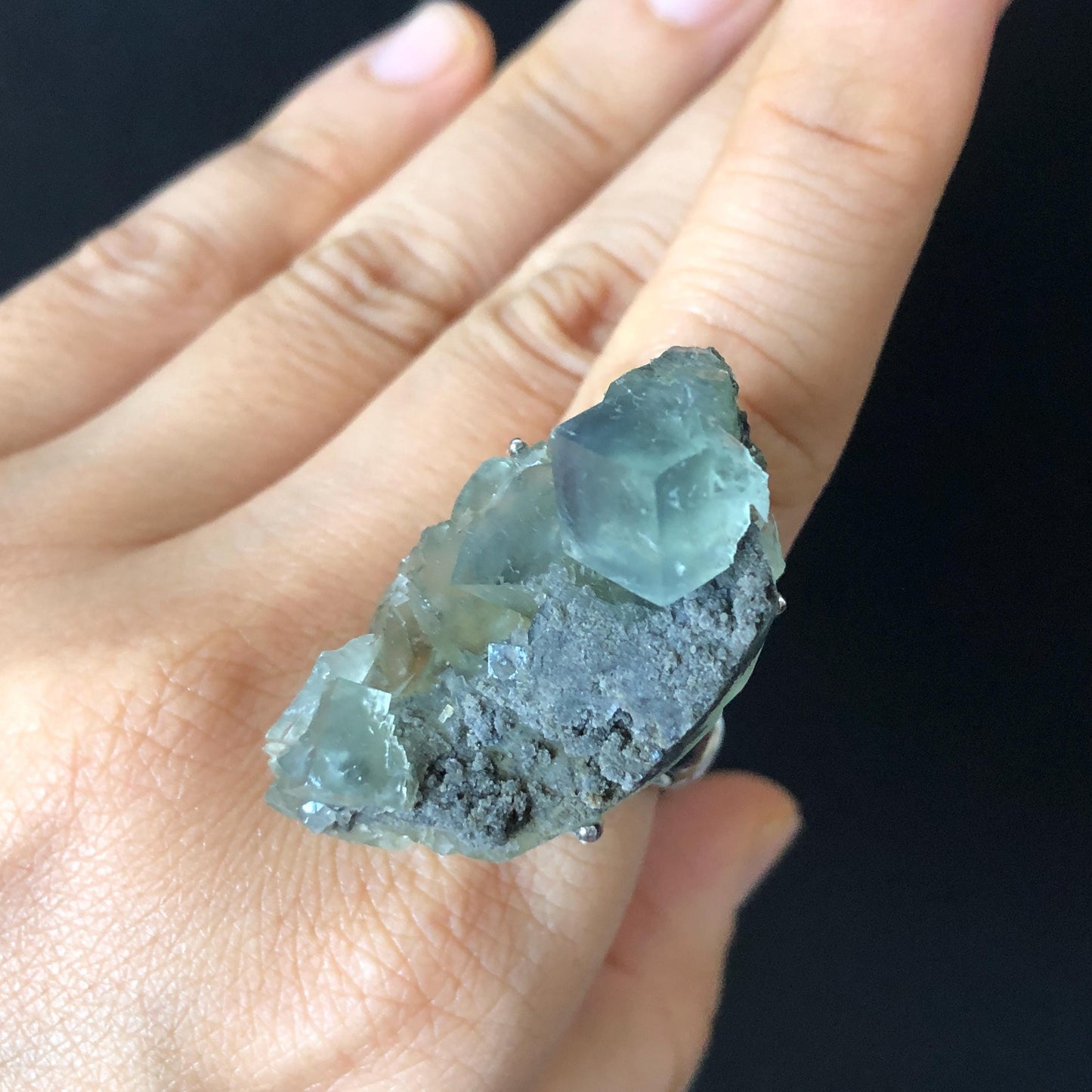 Raw Fluorite Ring, Big Raw Stone Ring Green, Large Raw Crystal Ring, Irregular Chunky Adjustable Statement Ring, Huge Cocktail Ring, birthstone gift for him and her, Ring for Men and Women, Third eye chakra stone ring, raw mineral ring, silver-plated