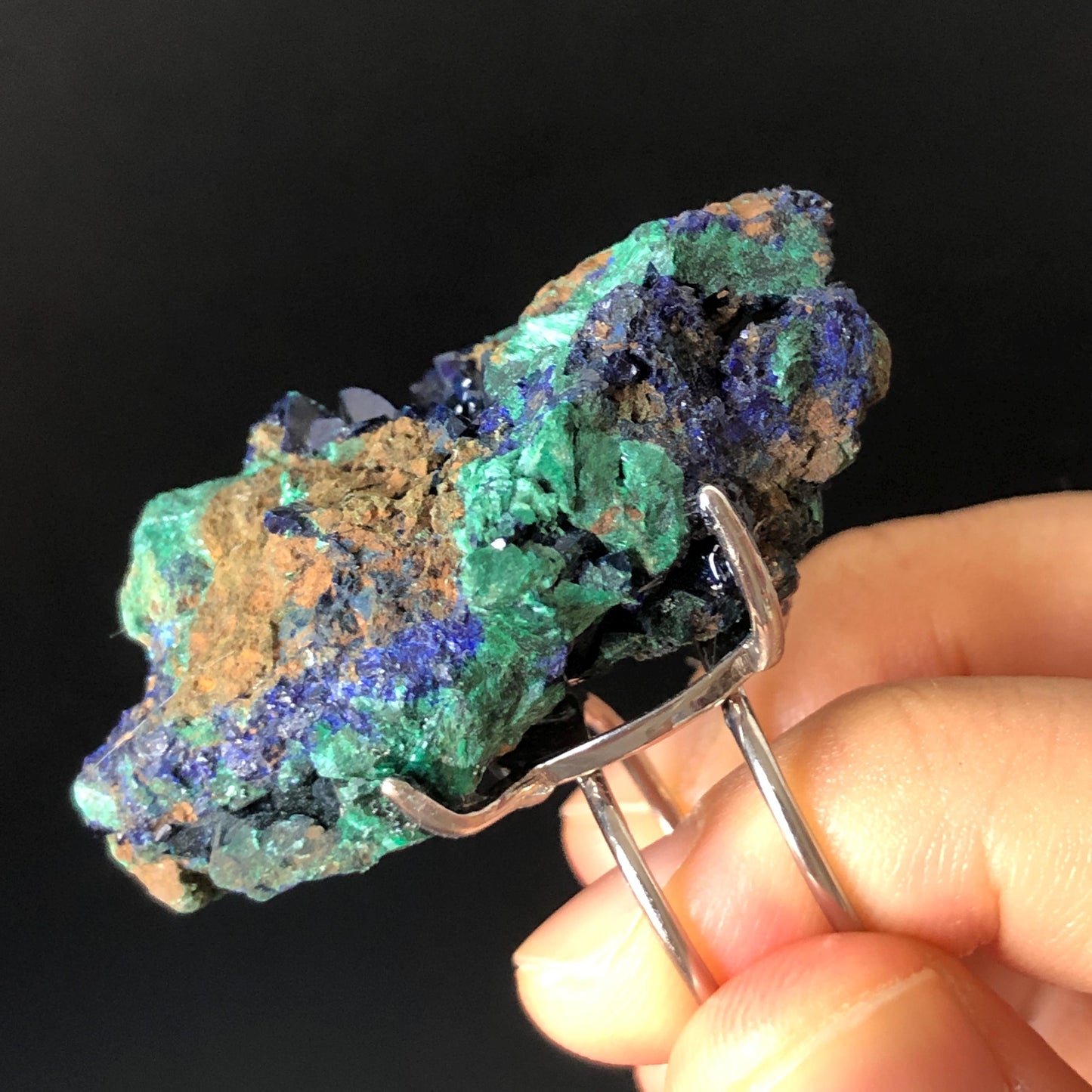 Raw Azurite Malachite Ring, Raw Stone Ring, Raw Crystal Ring, Big Statement Ring, Rough Irregular Chunky Gemstone Ring Gift for Men and Women, Sparky Shiny Crystal Ring, May Birthstone Ring, Silver Gold plated copper ring, birthday gift for her him