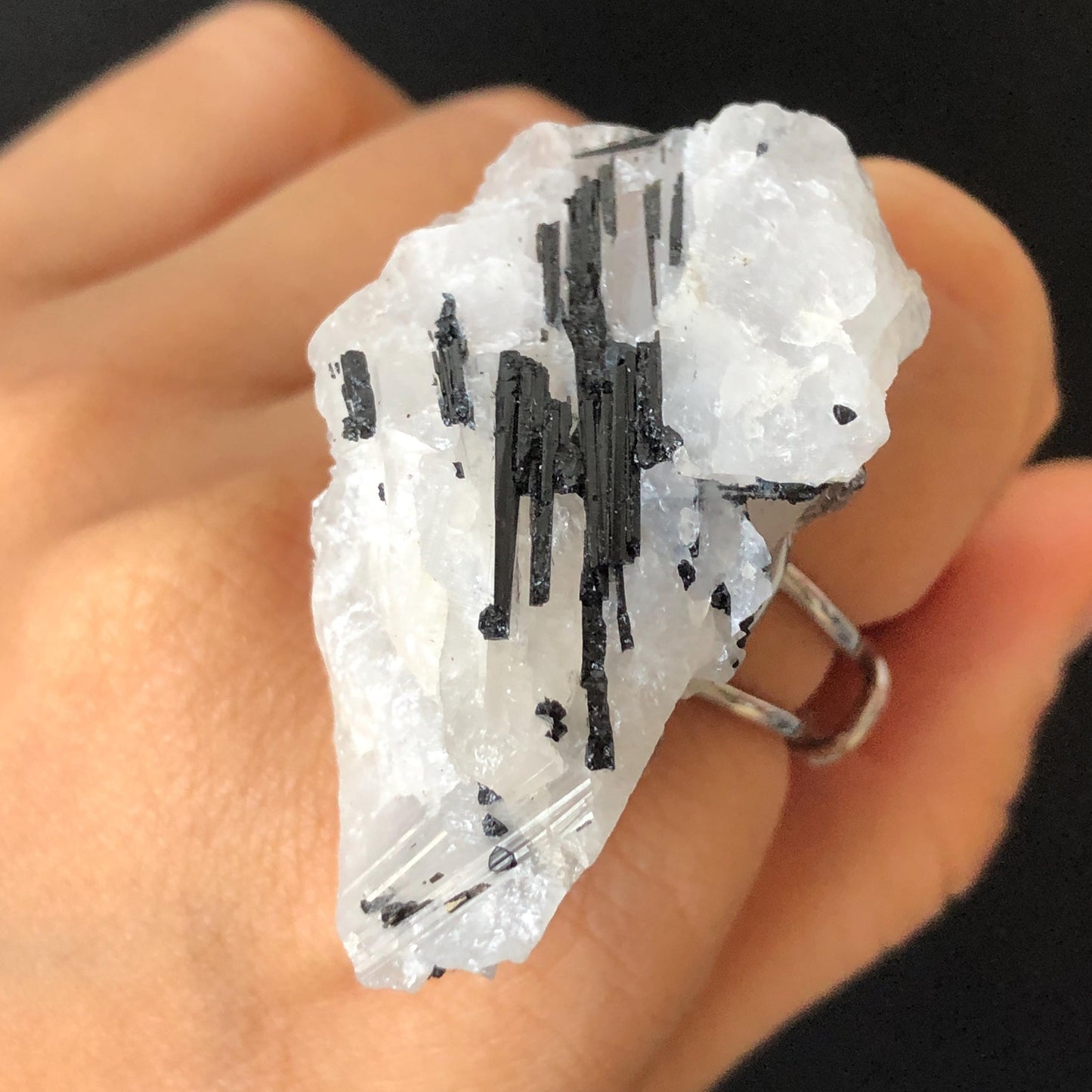 Black Tourmaline Quartz Ring, Large Raw Stone Ring Massive Raw Crystal Ring, Large Statement Ring, Chunky Irregular Oversized Gemstone Ring, silver-plated copper ring, huge cockail ring, root chakra stone for meditation, natural birthstone ring gift