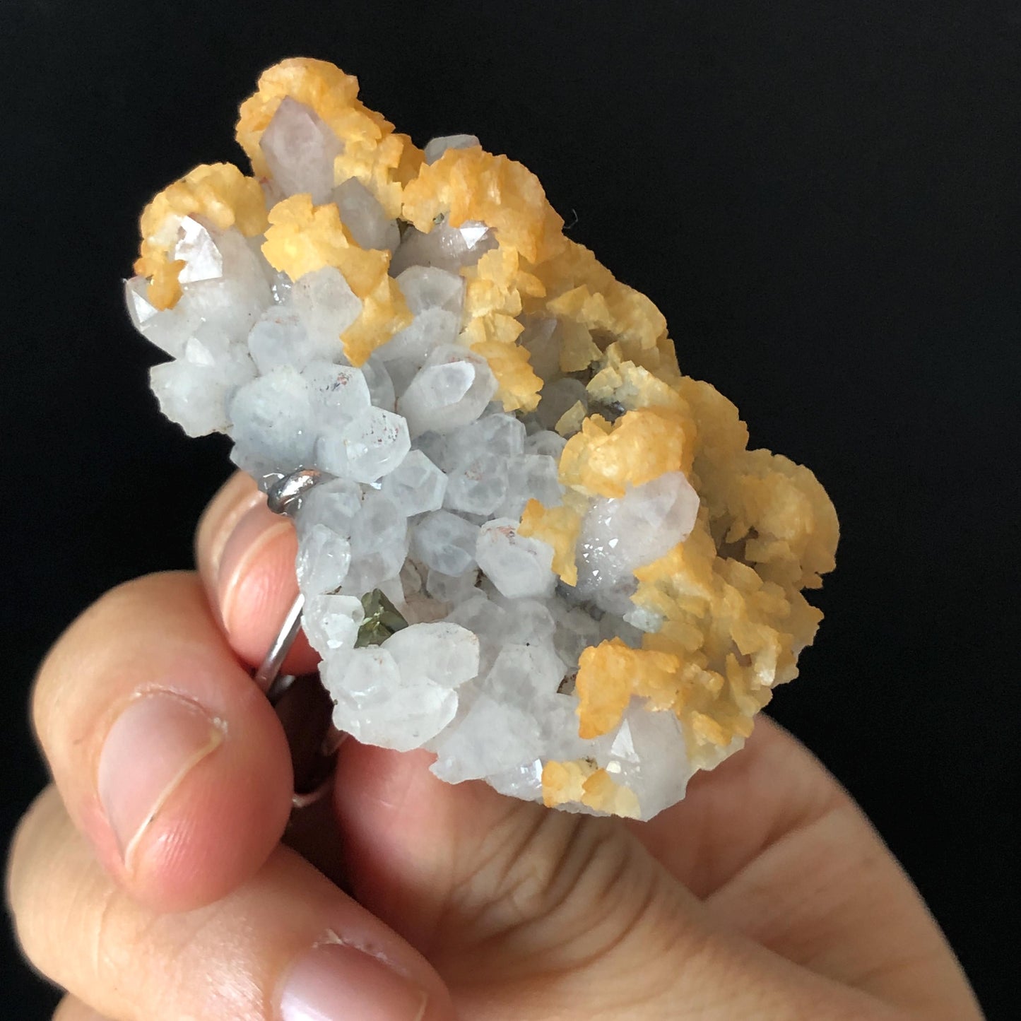 Raw Yellow Dolomite Chalcopyrite Quartz Ring, Huge Raw Stone Ring massive crystal ring, Large statement ring, oversized gemstone jewelry, Huge Cocktail ring, bold chunky irregular ring gift for men and women, raw mineral ring, silver-plated copper