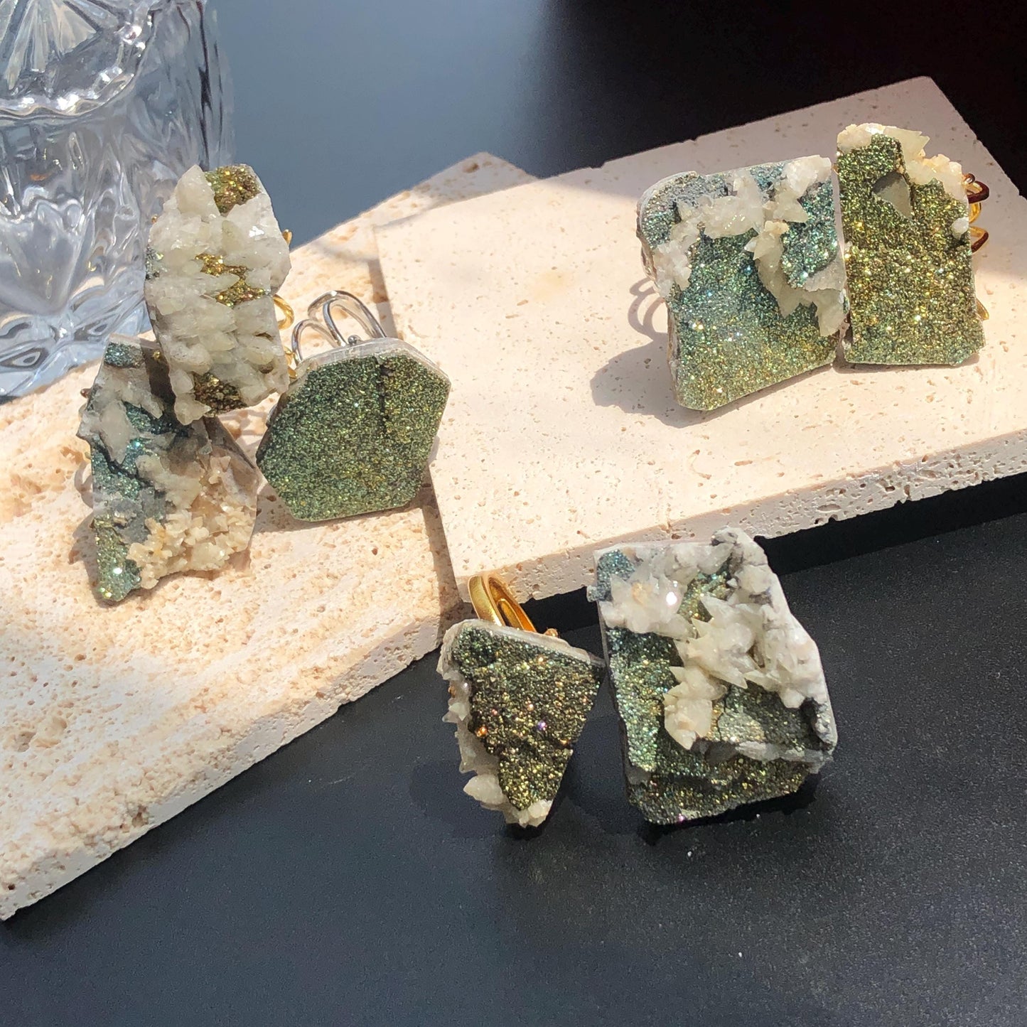 Raw Rainbow Pyrite & Calcite Ring, Raw Stone Ring, Sparky Big Raw Crystal Ring, Large Statement Ring men women, Chunky Irregular Stone Ring Gift, Huge Crystal Ring, Shiny Crystal Ring, Large Cocktail Ring, gold-plated copper ring, abundance stone