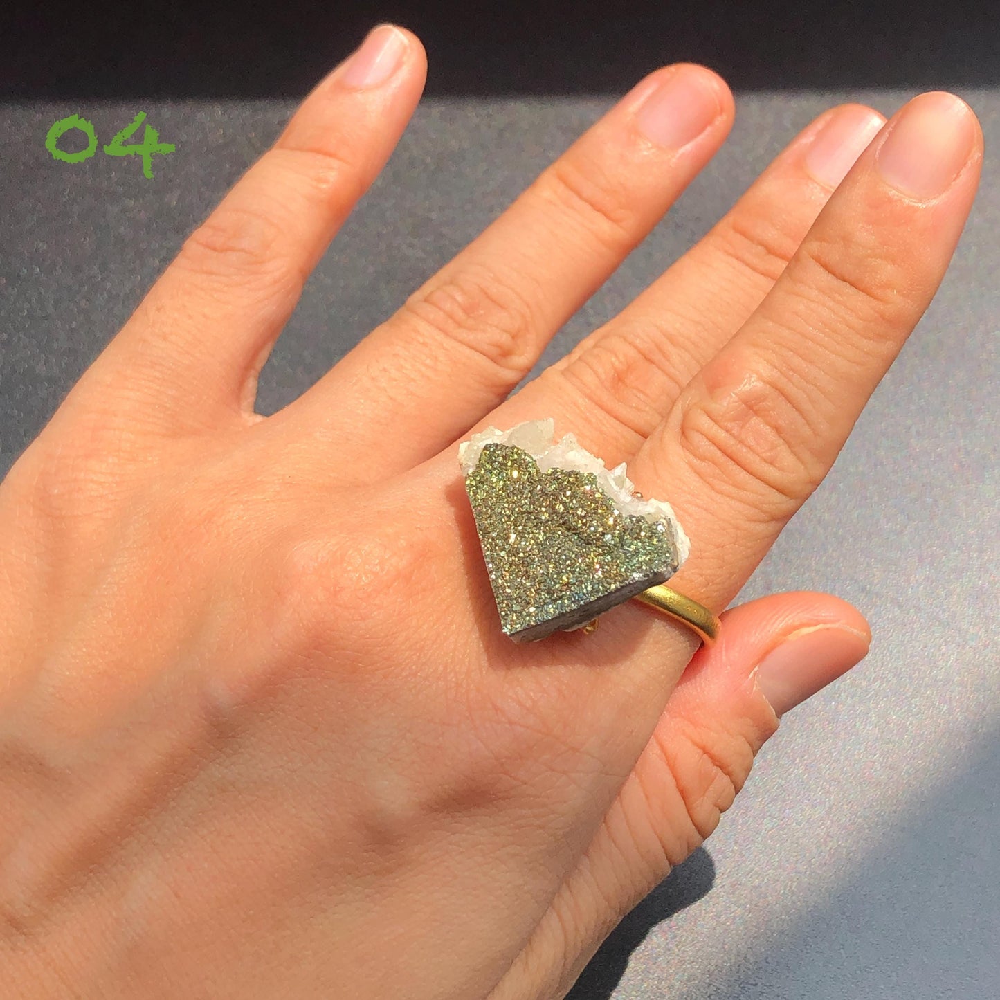 Raw Rainbow Pyrite & Calcite Ring, Raw Stone Ring, Sparky Big Raw Crystal Ring, Large Statement Ring men women, Chunky Irregular Stone Ring Gift, Huge Crystal Ring, birthstone ring, adjustable band ring, abundance stone ring, zodiac ring, extra large