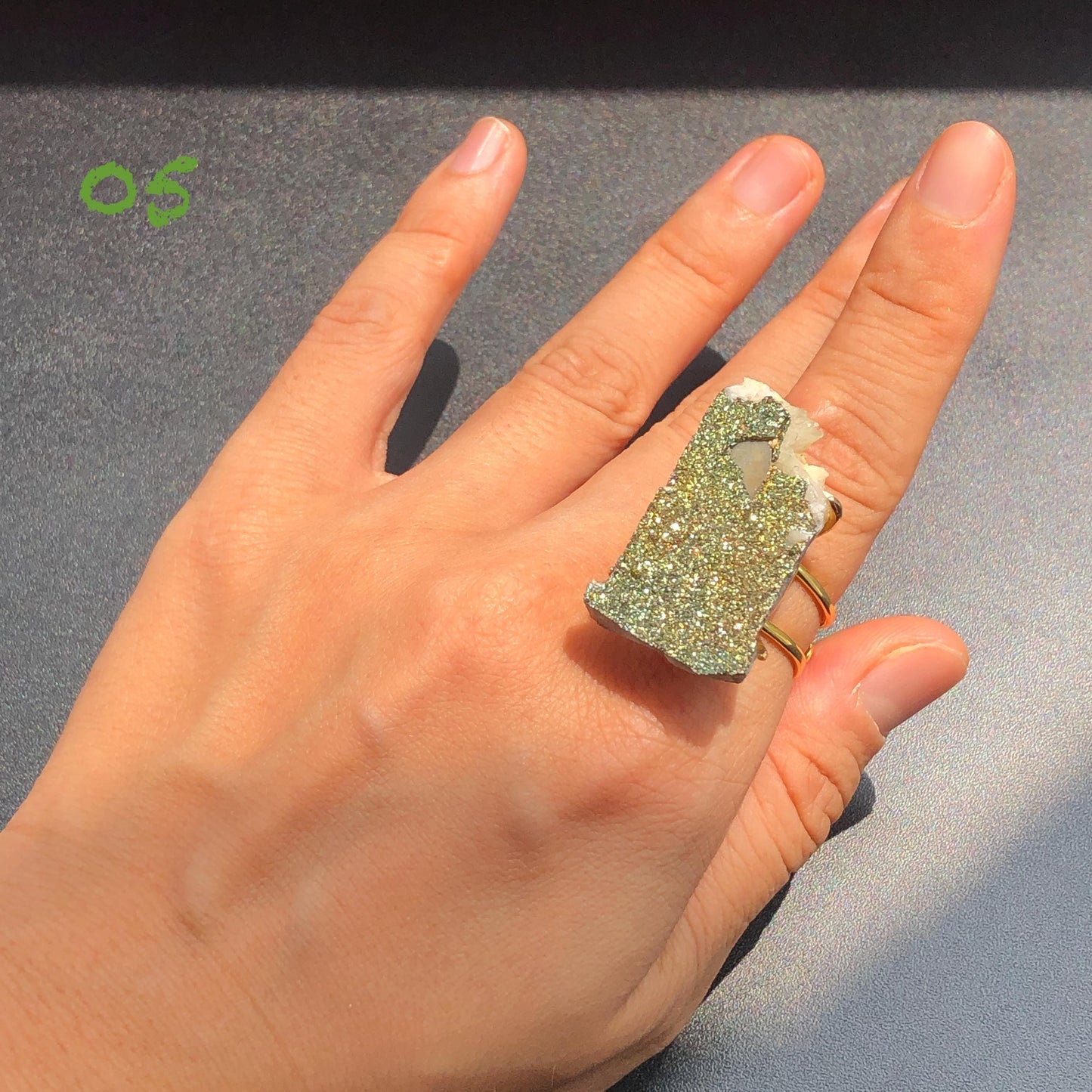 Raw Rainbow Pyrite & Calcite Ring, Raw Stone Ring, Sparky Big Raw Crystal Ring, Large Statement Ring men women, Chunky Irregular Stone Ring Gift, Huge Crystal Ring, birthstone ring, adjustable band ring, abundance stone ring, zodiac ring, extra large