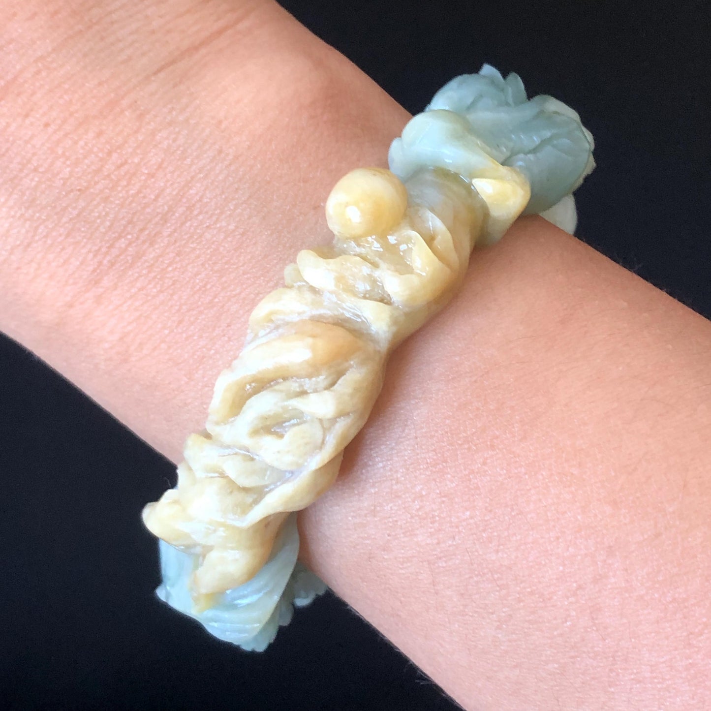55.6mm Certificated Natural Xiu Jade Serpentine Hand Craved Dragon Bangle | Rise from Sea to Sky | Fire Ball | Accept Customized Order