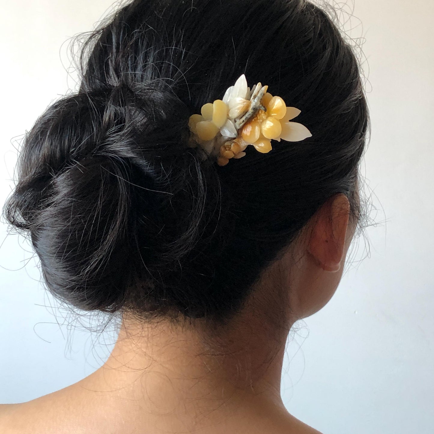 Certificate Natural Xiu Jade (Serpentine) Hand Carved Peach Blossom Flower Hair Pin | Hair Stick | Yellow White Black | Asian Vintage Style