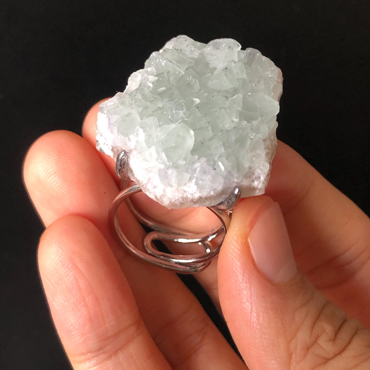 Raw Fluorite Ring, Big Blue Crystal Raw Stone Ring, Large Statement Ring, Chunky Irregular Ring Gift, Huge Gemstone Cocktail Ring Men Women