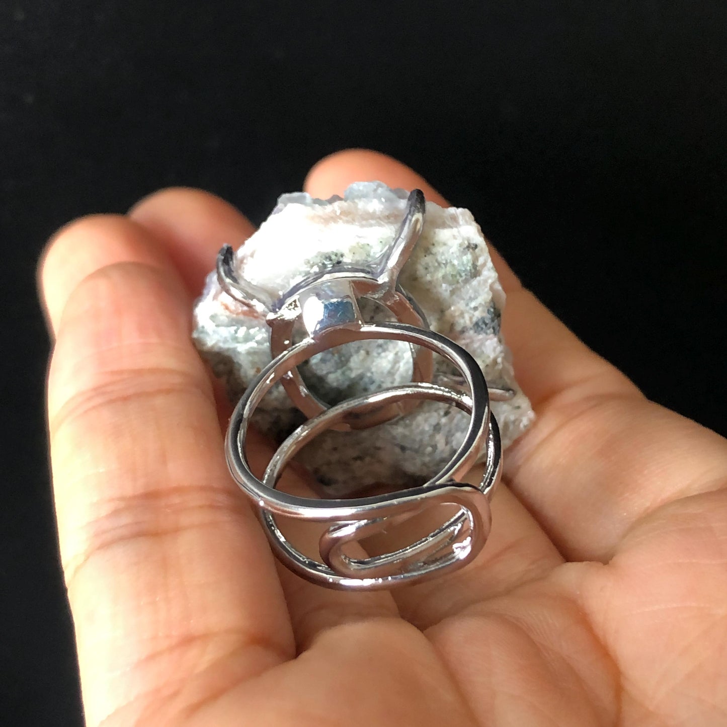 Raw Fluorite Ring, Big Blue Crystal Raw Stone Ring, Large Statement Ring, Chunky Irregular Ring Gift, Huge Gemstone Cocktail Ring Men Women