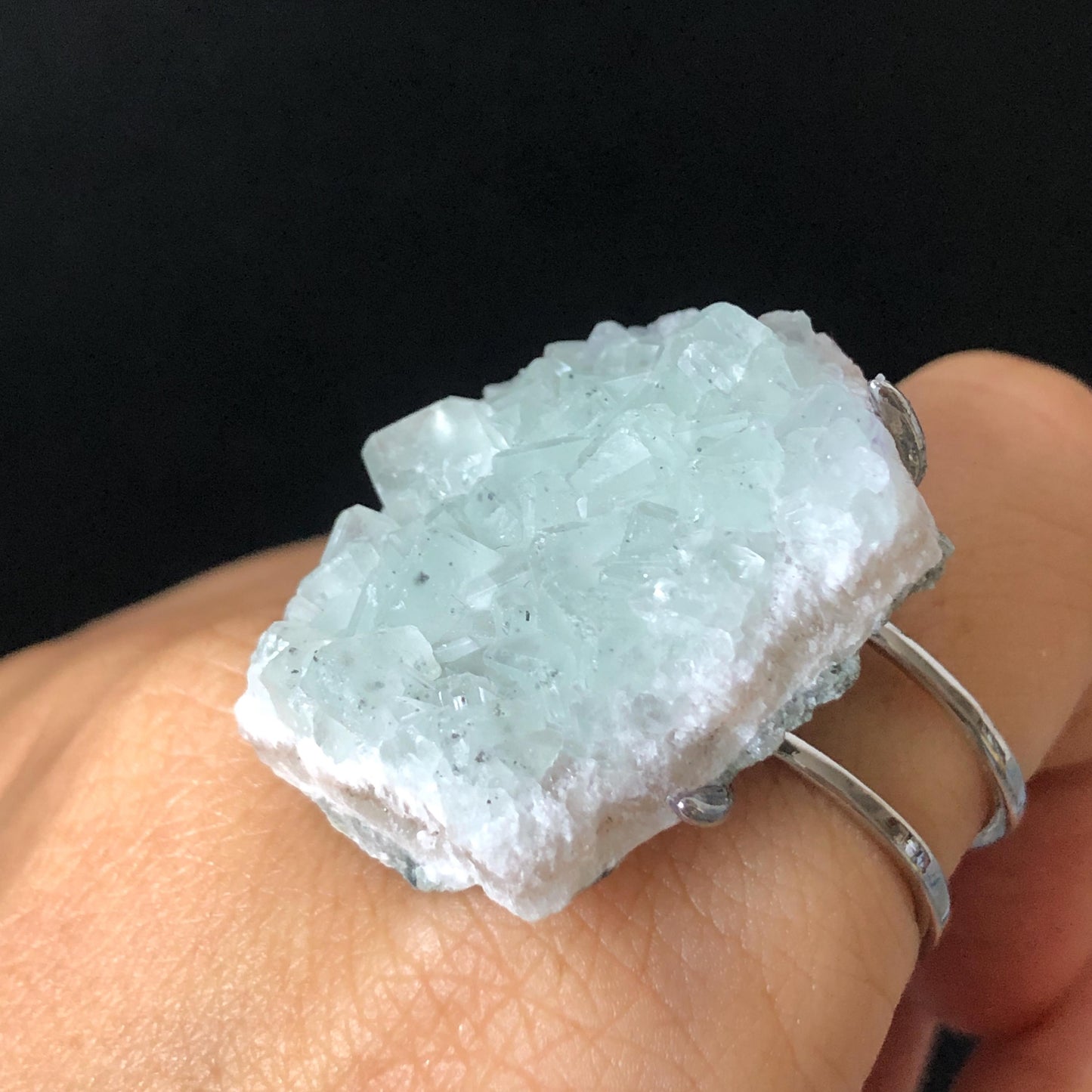 Raw Fluorite Ring, Big Blue Crystal Raw Stone Ring, Large Statement Ring, Chunky Irregular Ring Gift, Huge Gemstone Cocktail Ring Men Women